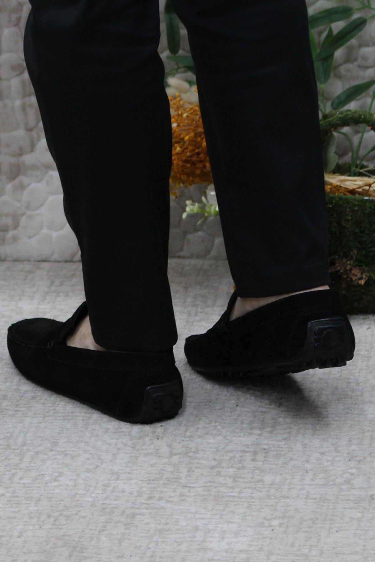 31112 Siyah Süet Hakiki Deri Loafer Erkek Babet Erkek Ayakkabı - Görsel 5