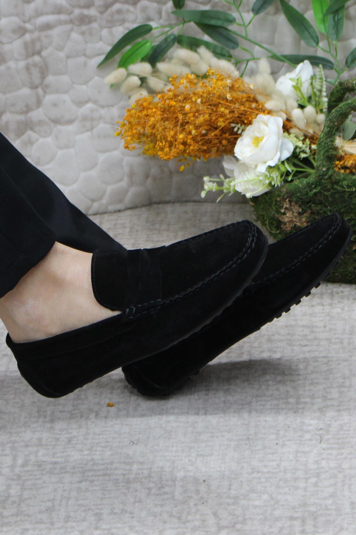 31112 Siyah Süet Hakiki Deri Loafer Erkek Babet Erkek Ayakkabı - Görsel 6