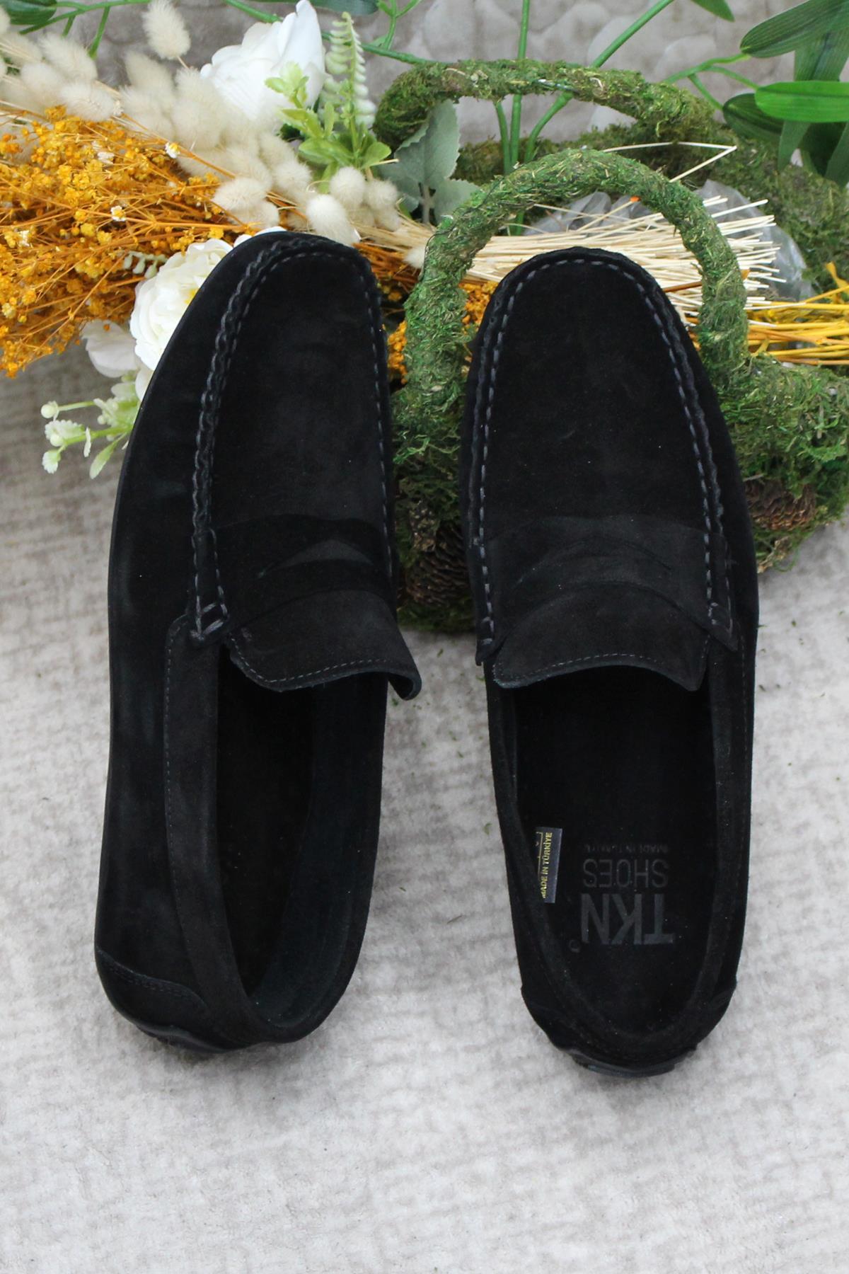 31112 Siyah Süet Hakiki Deri Loafer Erkek Babet Erkek Ayakkabı - Görsel 7