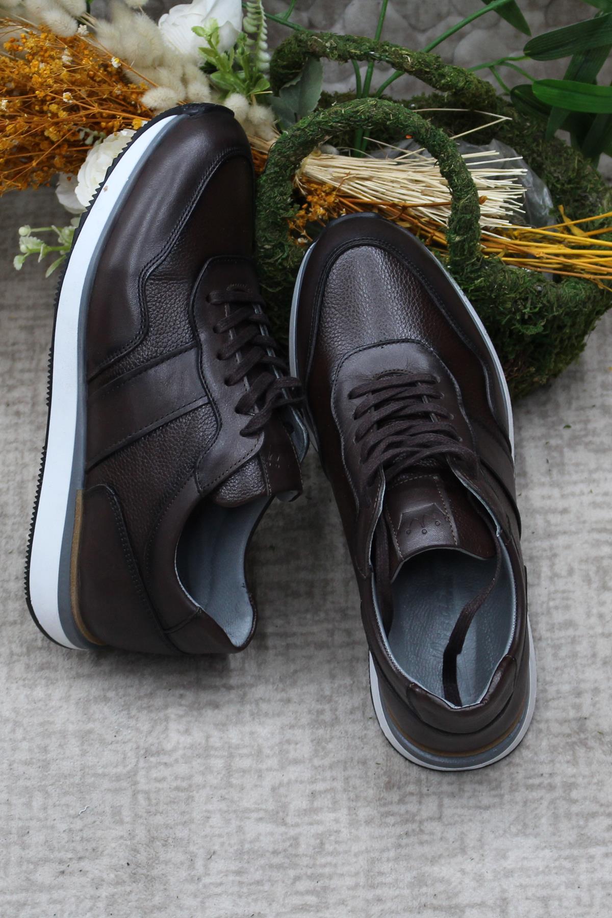 1216 Kahve Casual Rahat Hakiki Deri Erkek Ayakkabı - Görsel 7