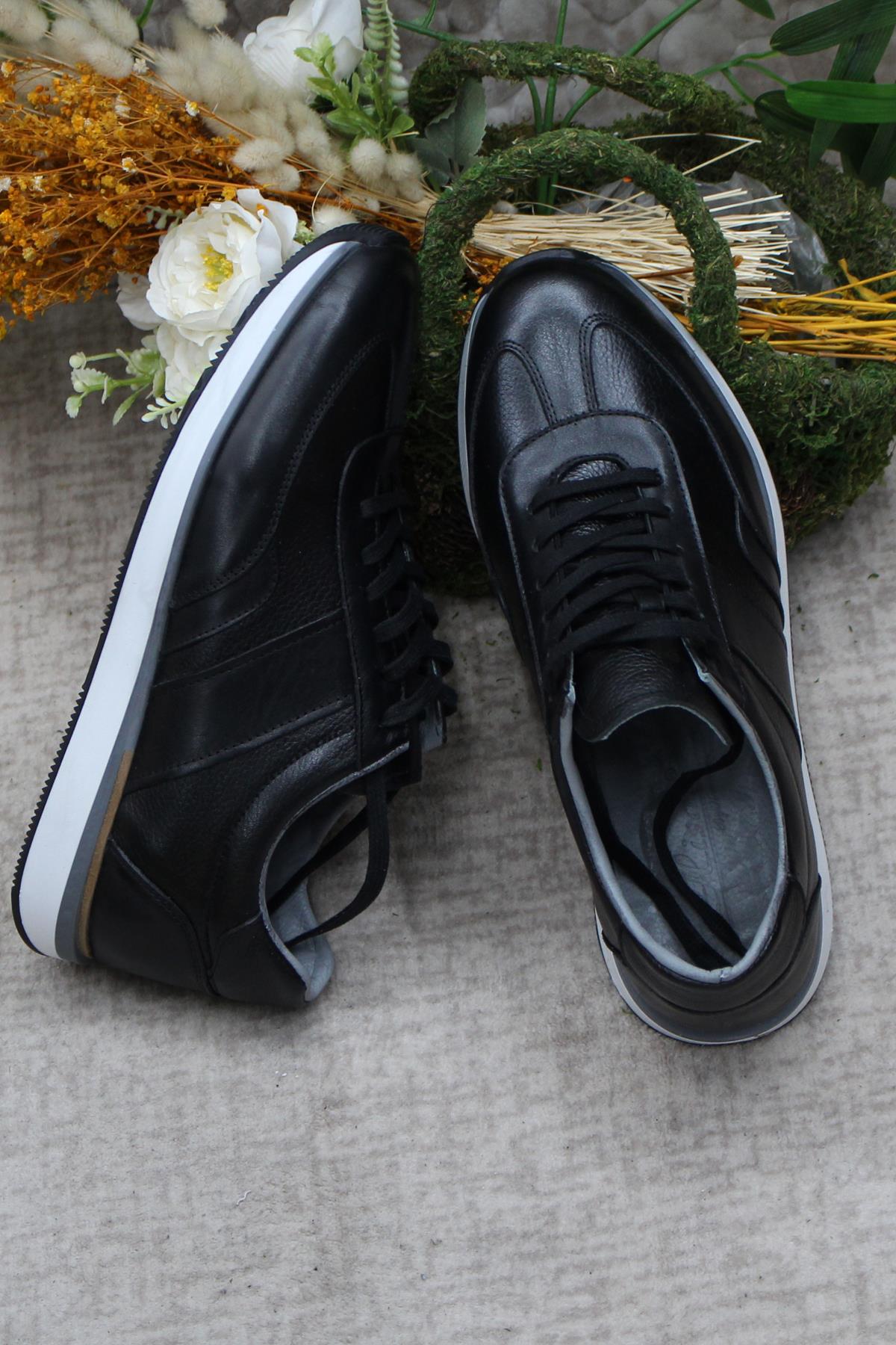 1217 Siyah Casual Rahat Hakiki Deri Erkek Ayakkabı - Görsel 7