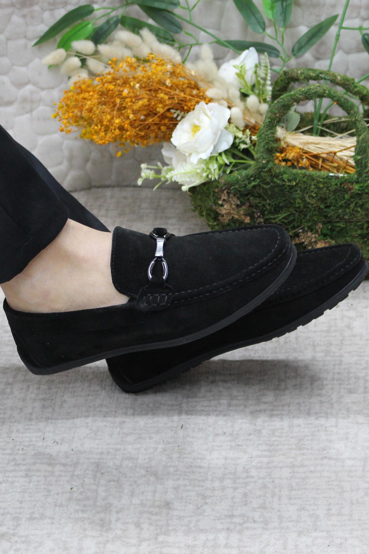 31012 Siyah Süet Hakiki Deri Loafer Erkek Babet Erkek Ayakkabı - Görsel 6