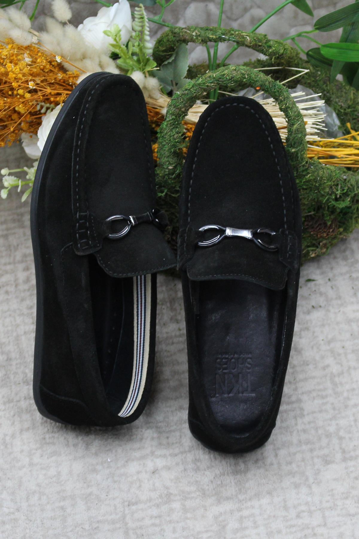 31012 Siyah Süet Hakiki Deri Loafer Erkek Babet Erkek Ayakkabı - Görsel 7