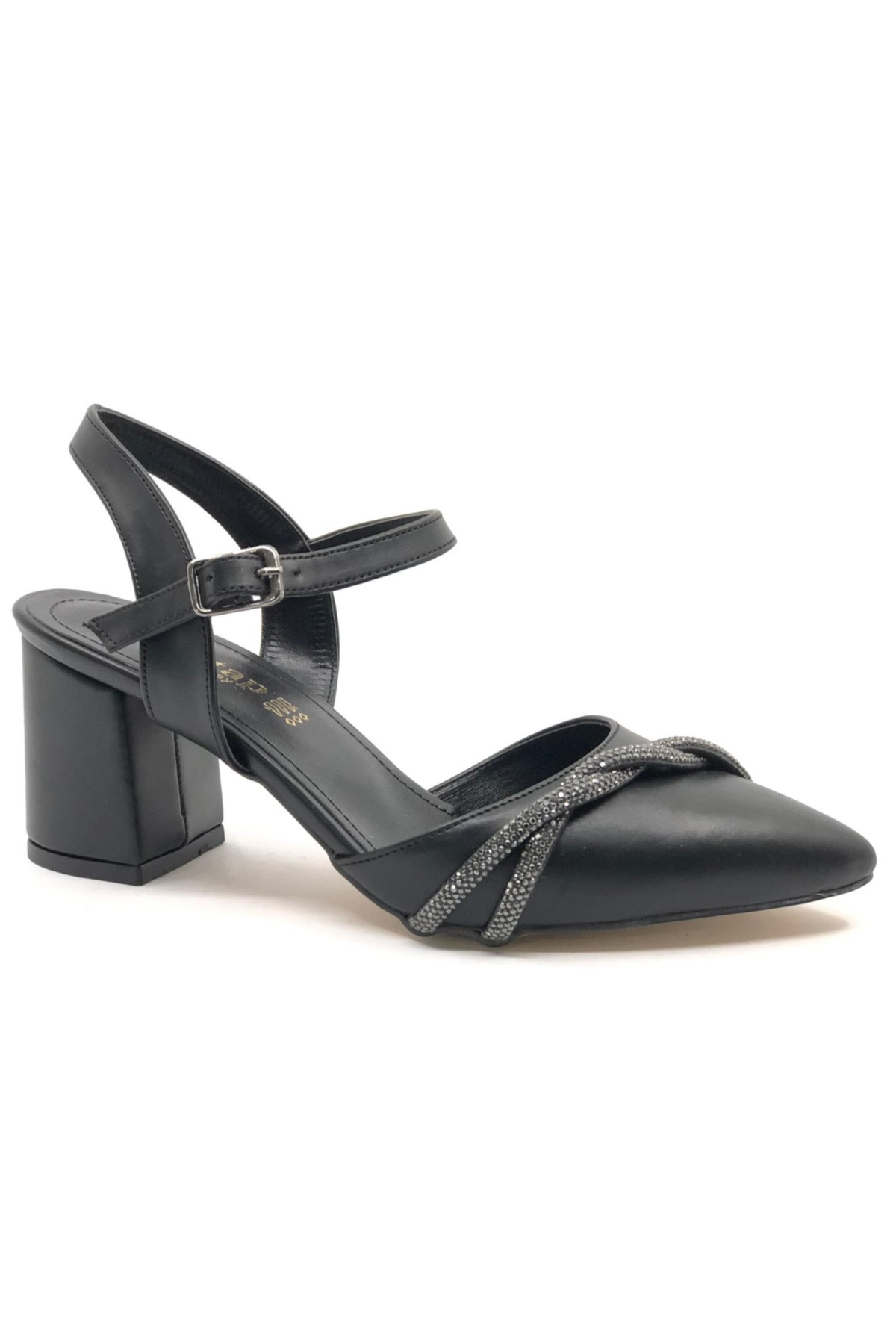 Çapraz Burgu Taş Detaylı 6 cm Topuklu Kadın Klasik Ayakkabı - Görsel 3