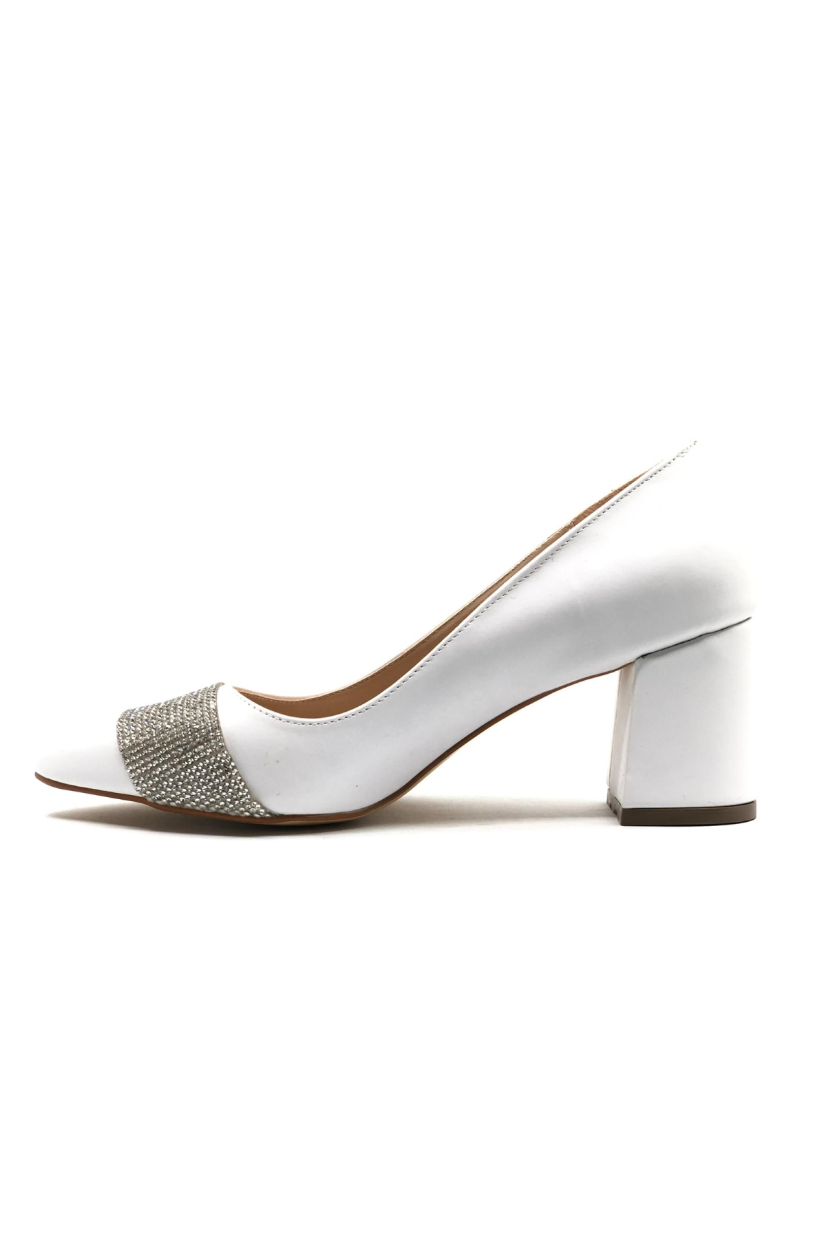 Kalın Şerit Taş Detaylı 6 cm Topuklu Kadın Klasik Ayakkabı - Görsel 4