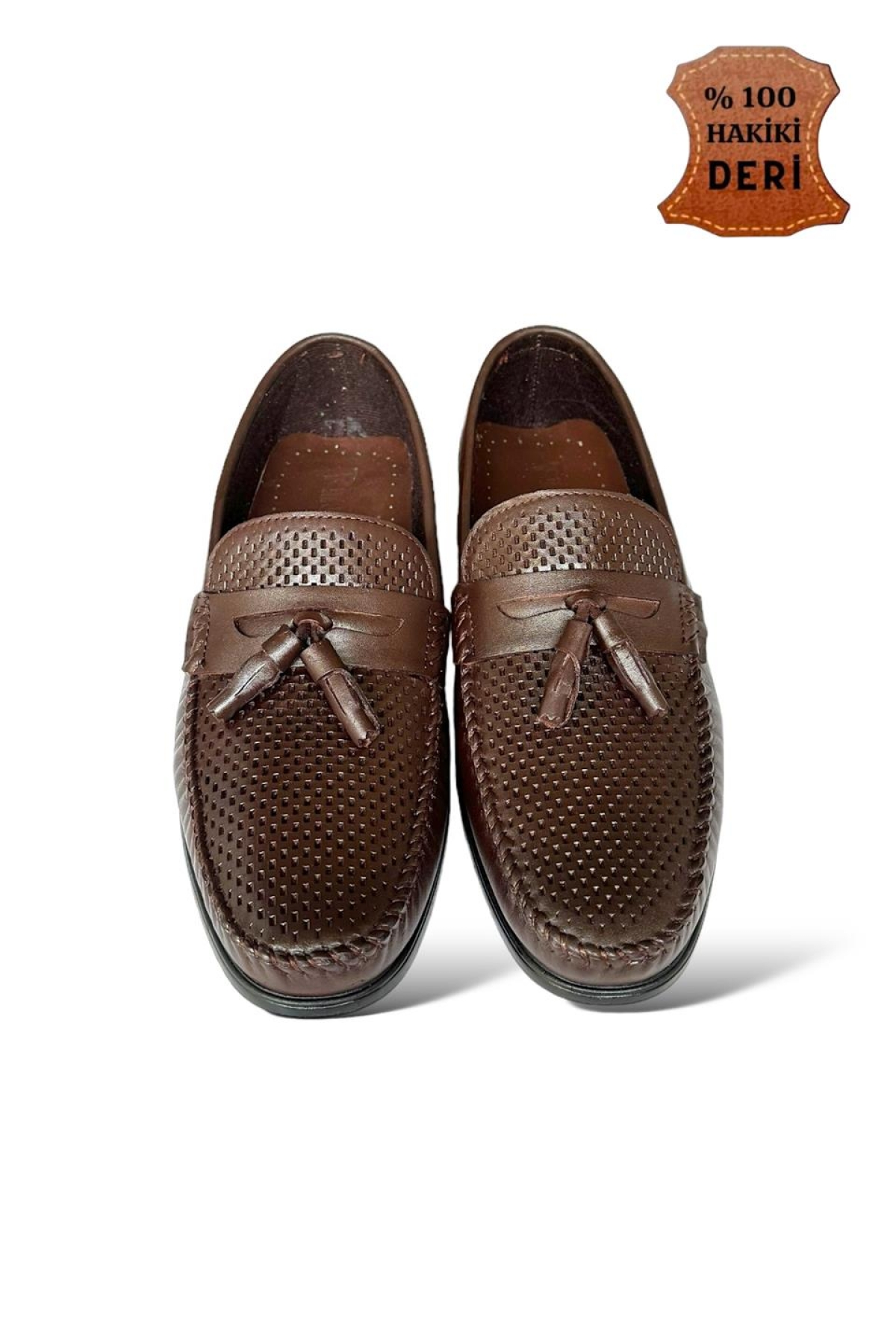 Erkek Hakiki Deri Loafer Günlük Ayakkabı KAHVERENGİ - Görsel 3