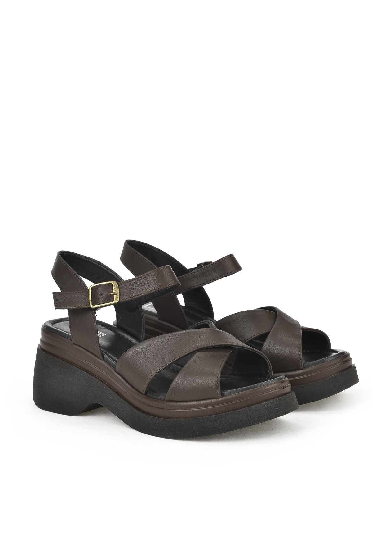 Kadın Hakiki Deri Topuklu Sandalet 141992Z61001 Kahve - Görsel 3