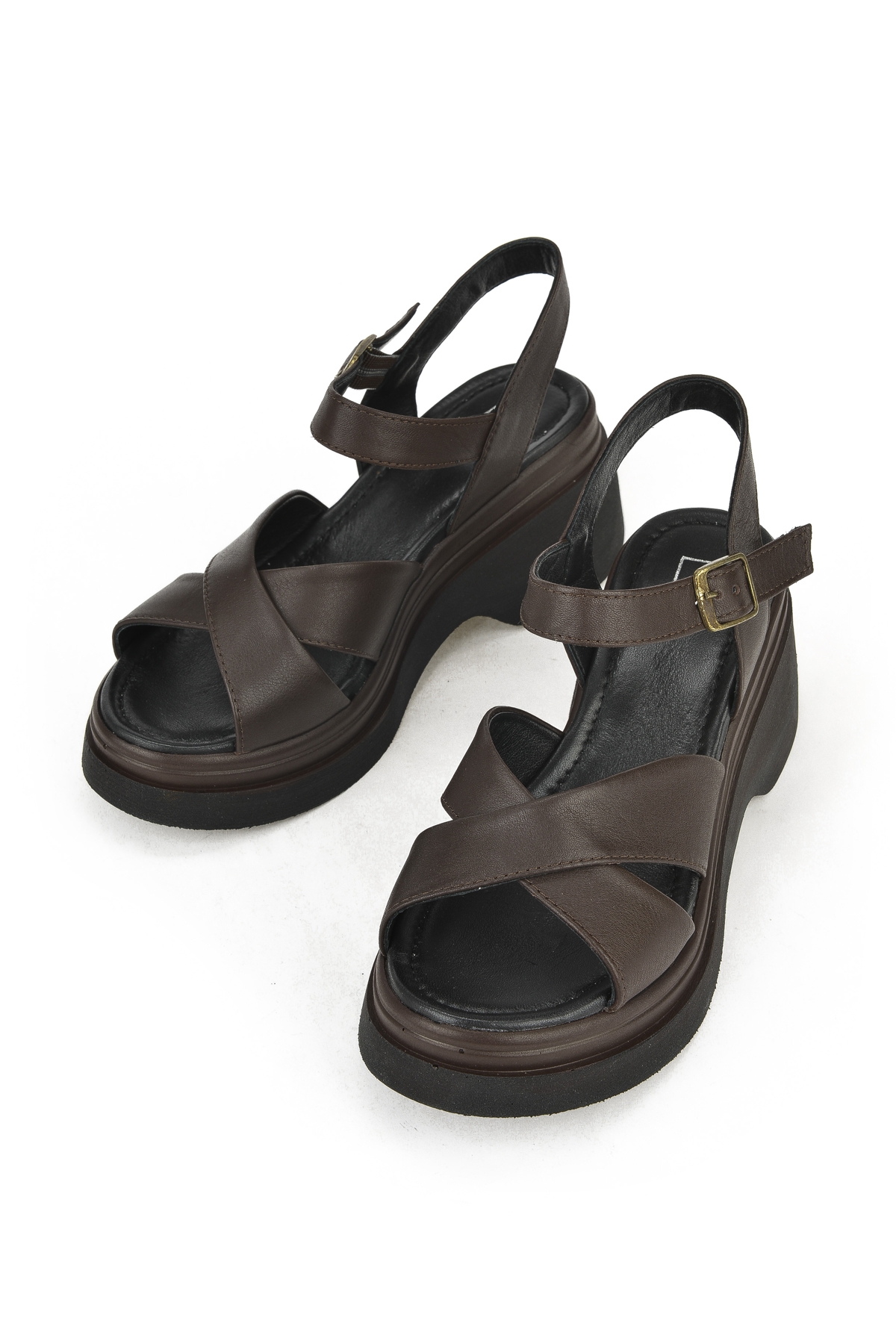 Kadın Hakiki Deri Topuklu Sandalet 141992Z61001 Kahve - Görsel 5