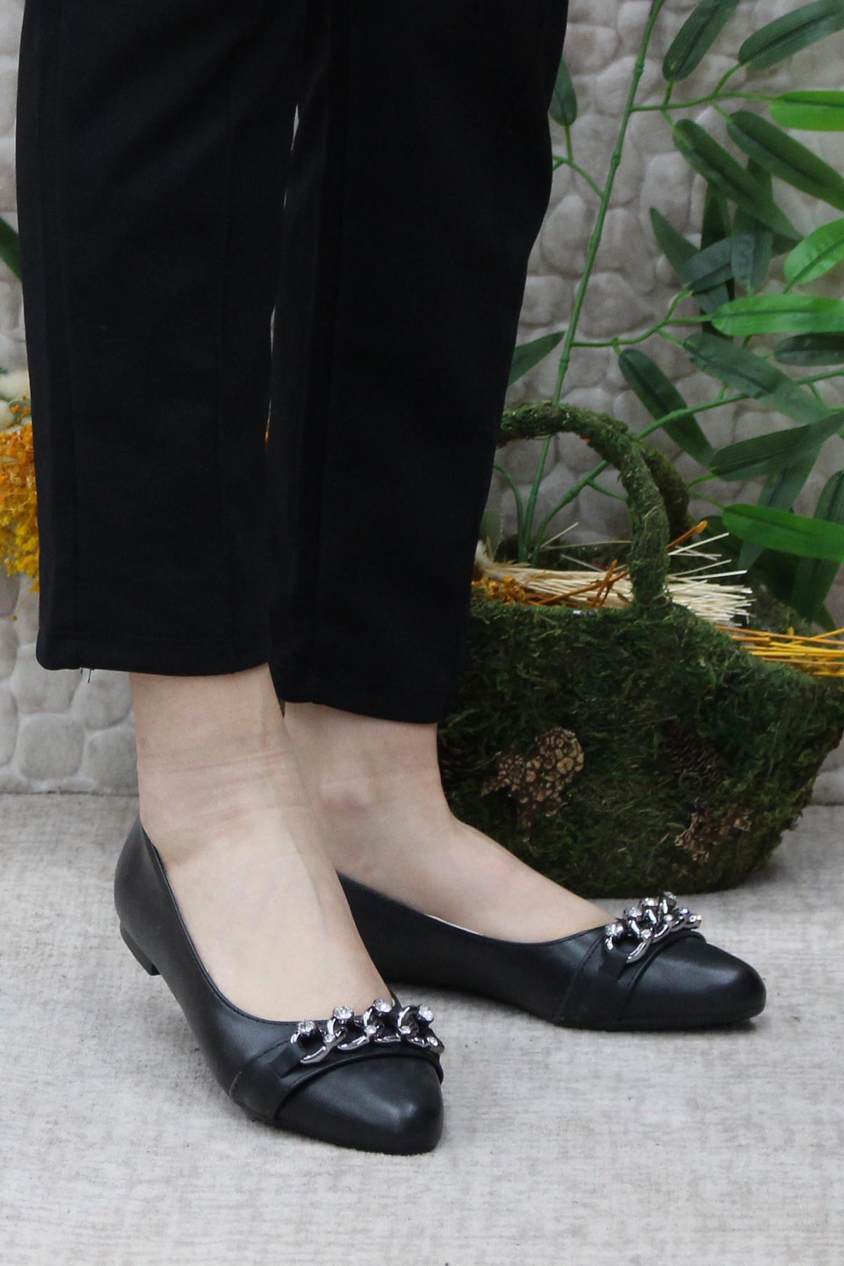 Sdf 42219 Siyah Hafif Rahat Taban Şık Kadın Babet Günlük Ayakkabı - Görsel 3