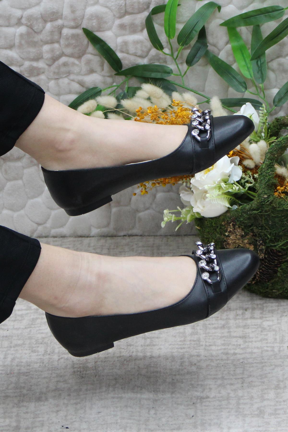 Sdf 42219 Siyah Hafif Rahat Taban Şık Kadın Babet Günlük Ayakkabı - Görsel 6