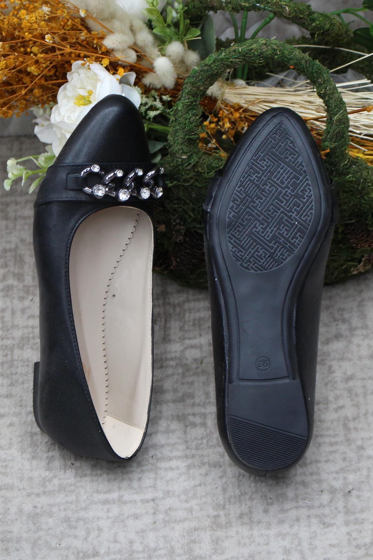 Sdf 42219 Siyah Hafif Rahat Taban Şık Kadın Babet Günlük Ayakkabı - Görsel 7