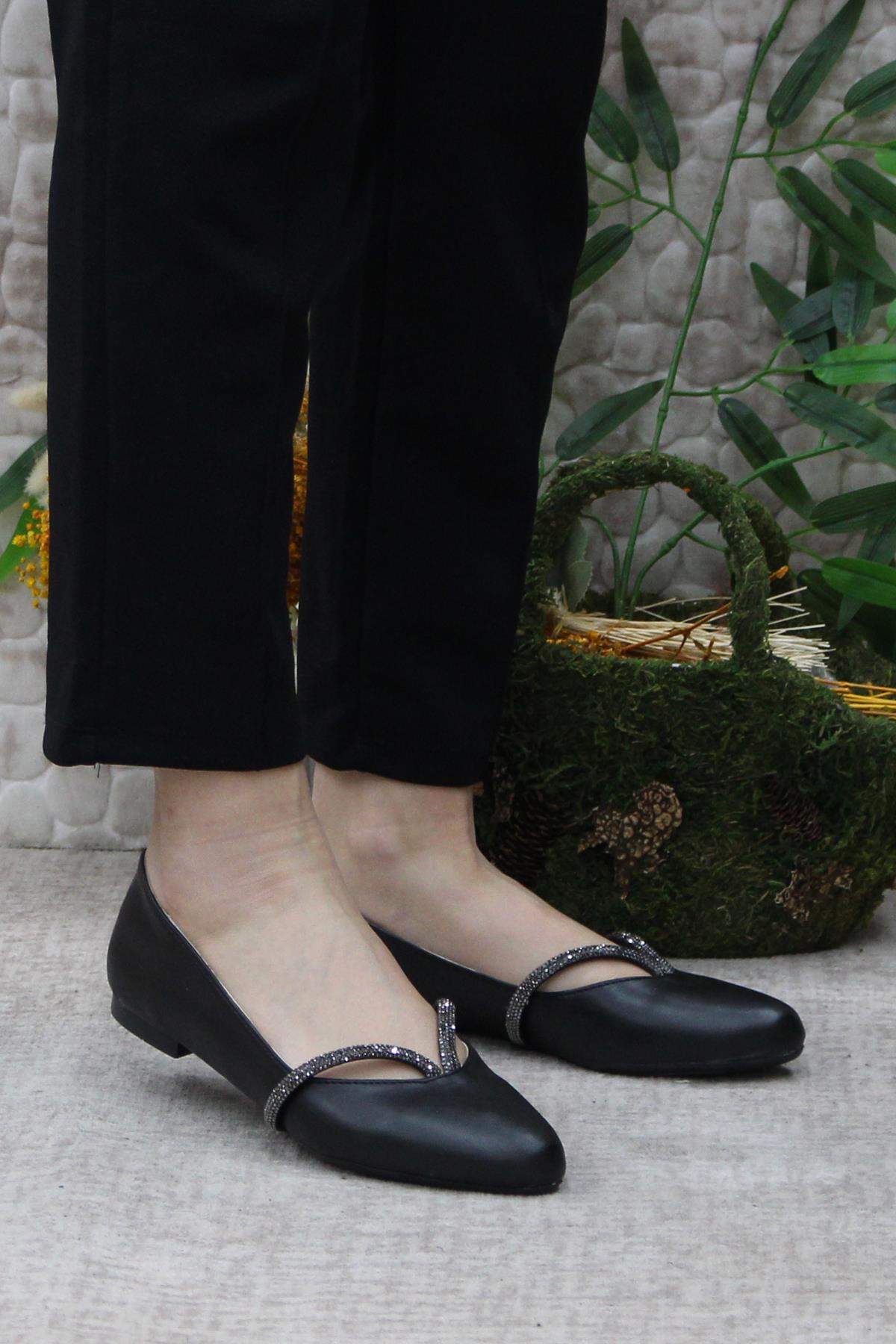 Sdf 42227 Siyah Hafif Rahat Taban Şık Kadın Babet Günlük Ayakkabı - Görsel 3