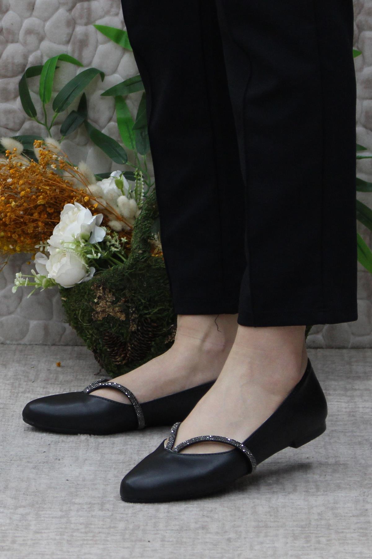 Sdf 42227 Siyah Hafif Rahat Taban Şık Kadın Babet Günlük Ayakkabı - Görsel 4