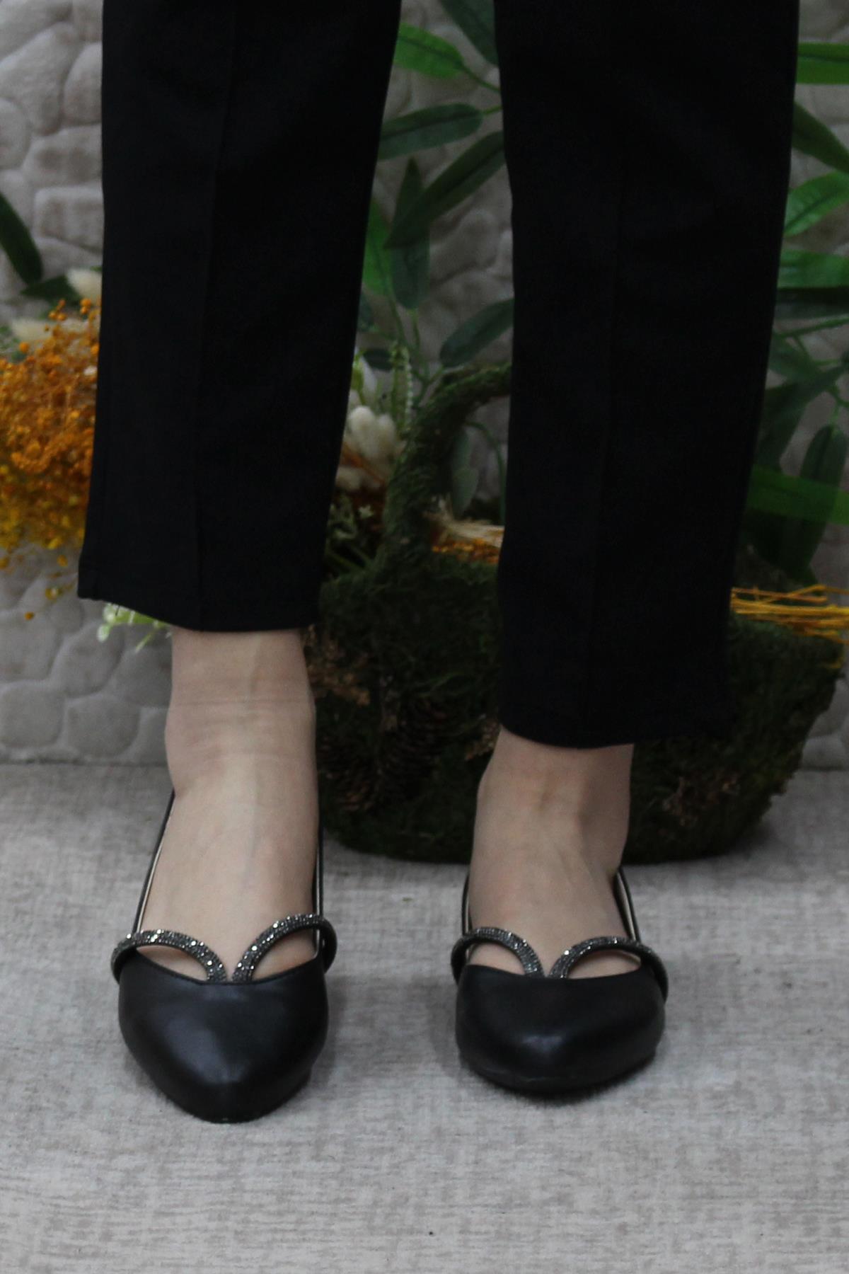 Sdf 42227 Siyah Hafif Rahat Taban Şık Kadın Babet Günlük Ayakkabı - Görsel 5