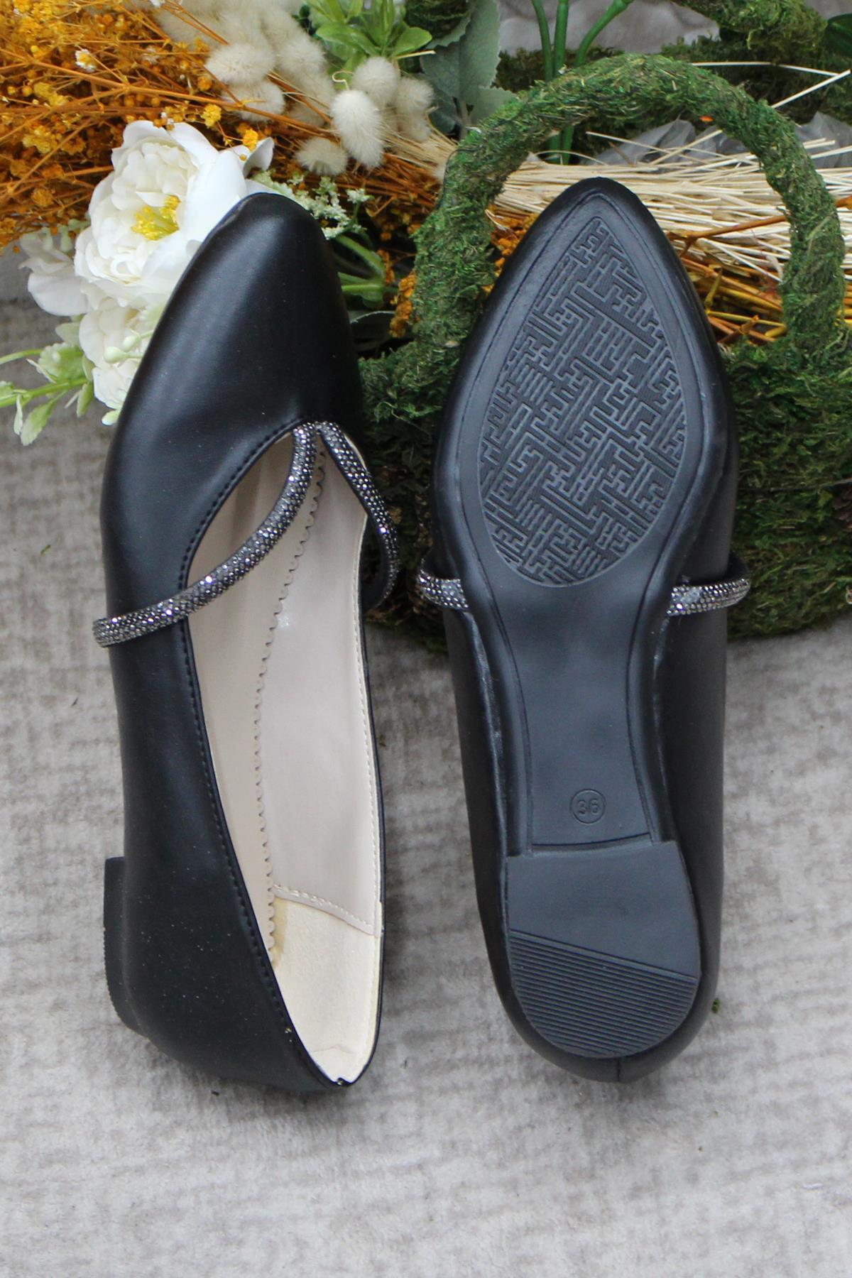 Sdf 42227 Siyah Hafif Rahat Taban Şık Kadın Babet Günlük Ayakkabı - Görsel 7