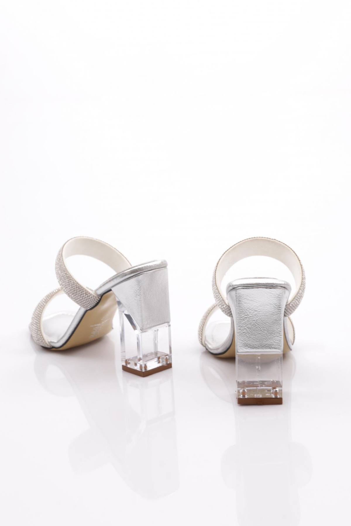 2025 Kadin Çift Şeritli Topuklu Abiye Terlik - Görsel 4