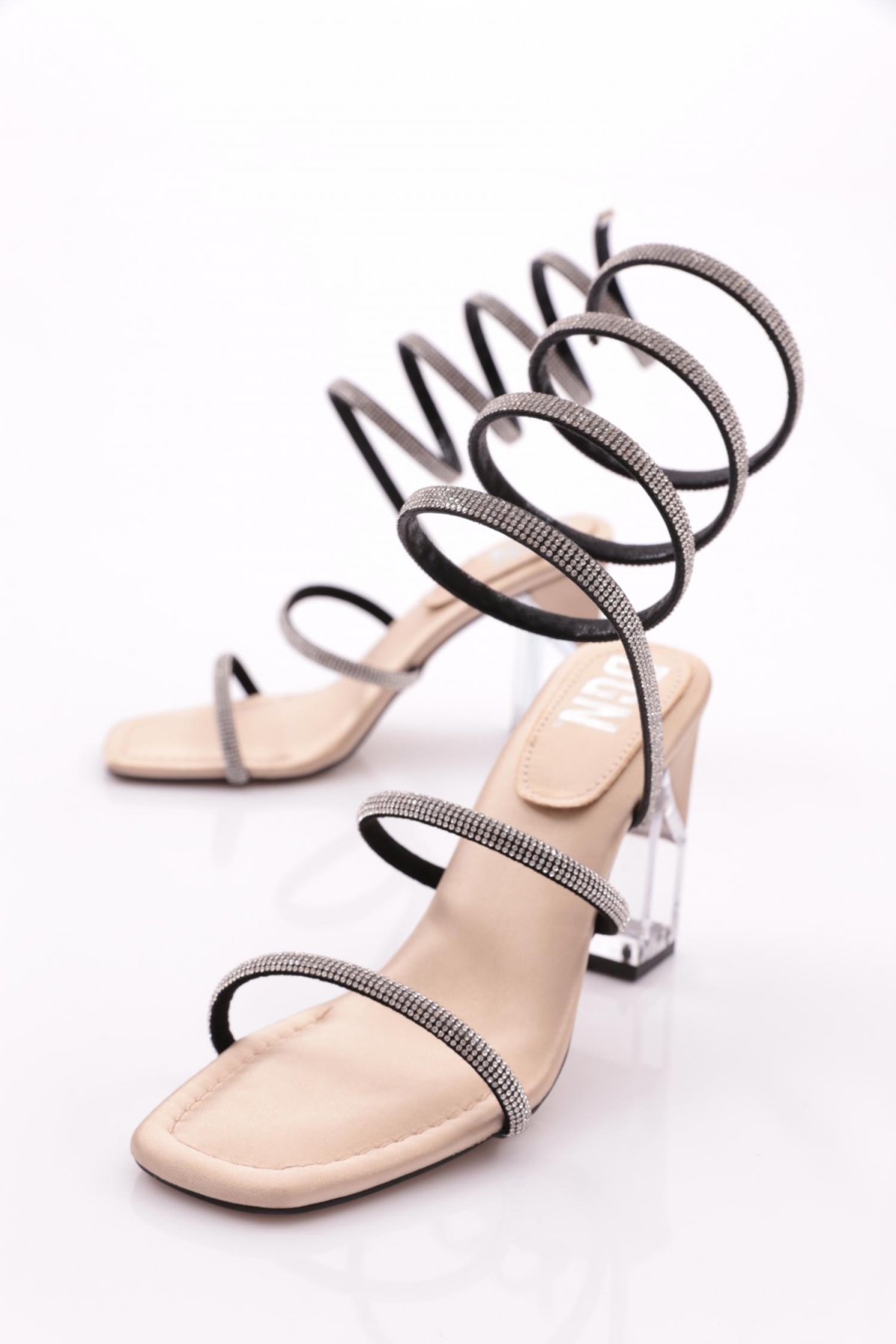 2024 Kadin İpli Bileği Saran Topuklu Abiye Ayakkabi - Görsel 5