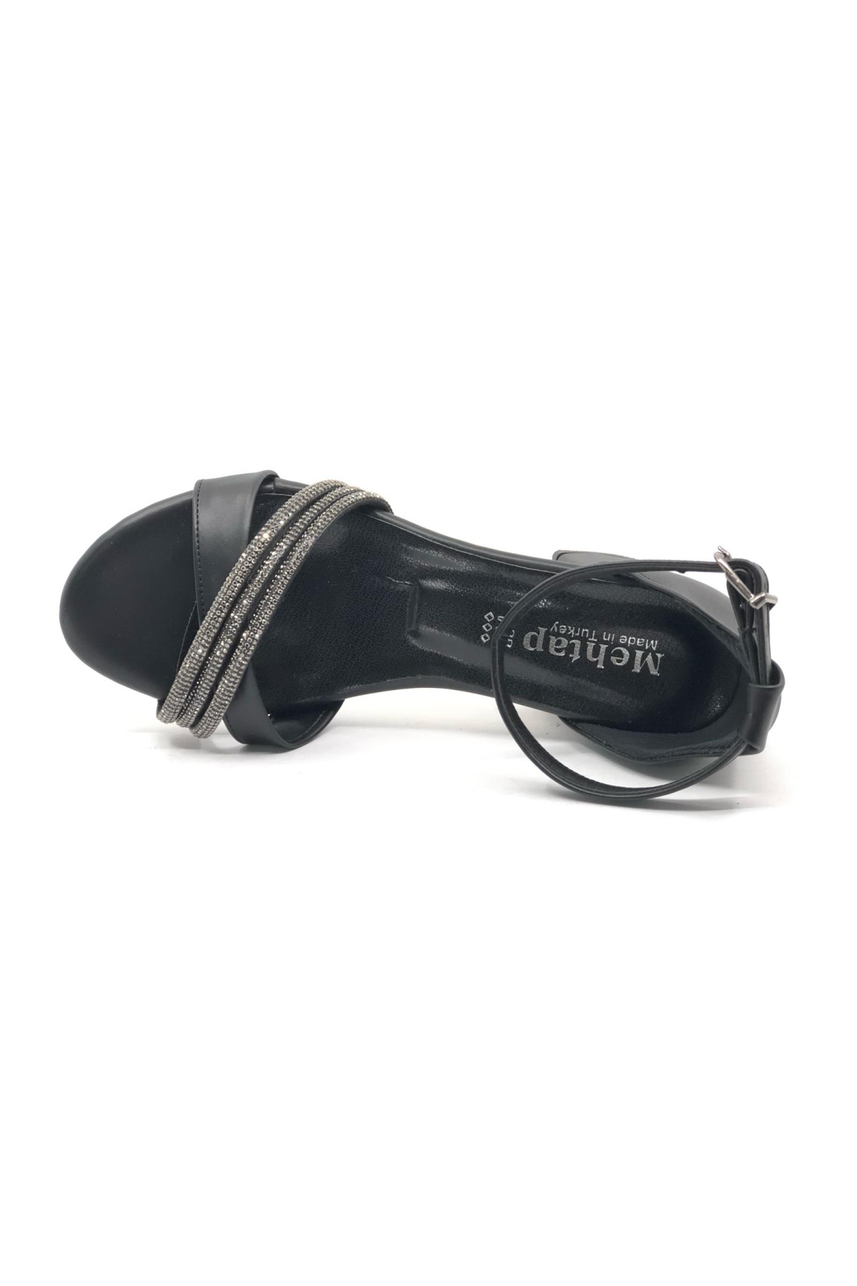 Çapraz 6 cm Topuklu Üç Şerit Taşlı Kadın Topuklu Ayakkabı - Görsel 5