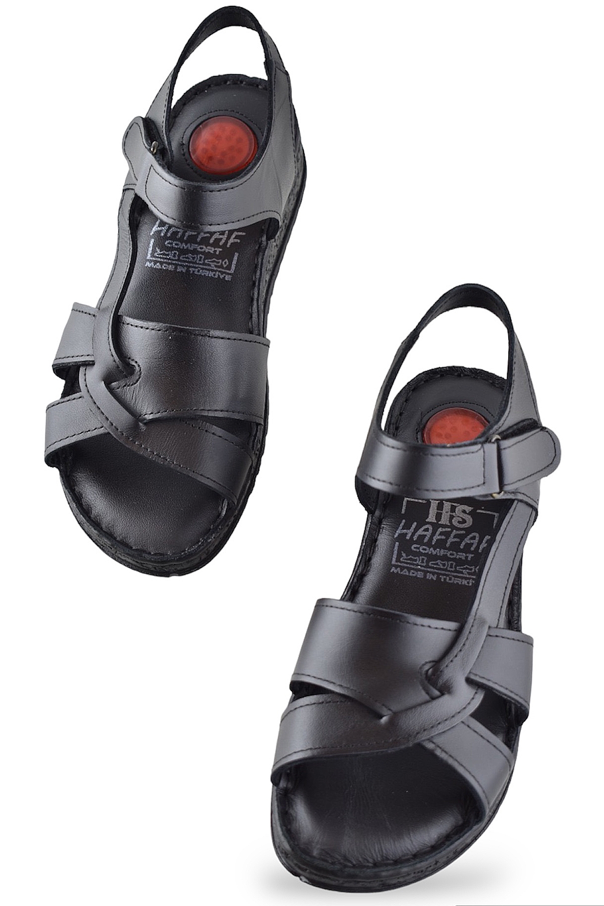 132 Tam Ortopedik Topuk Jelli HAKİKİ DERİ Kadın Sandalet Deri Sandalet - Görsel 3