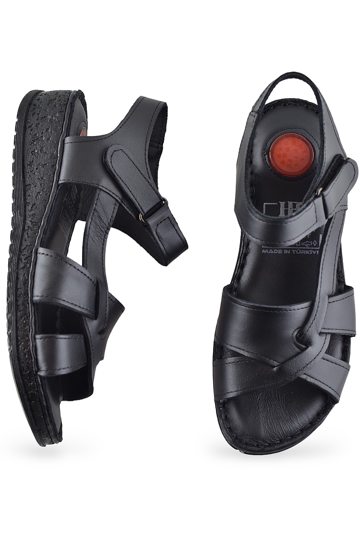 132 Tam Ortopedik Topuk Jelli HAKİKİ DERİ Kadın Sandalet Deri Sandalet - Görsel 5