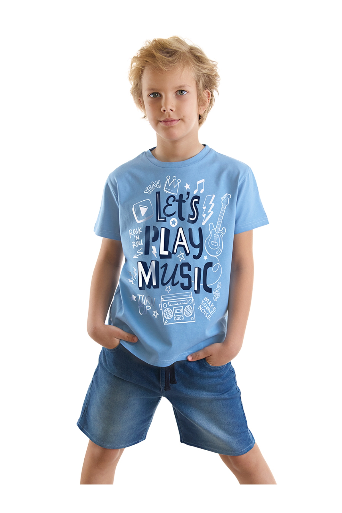 Let's Play Erkek Çocuk T-shirt Denim Şort Takım