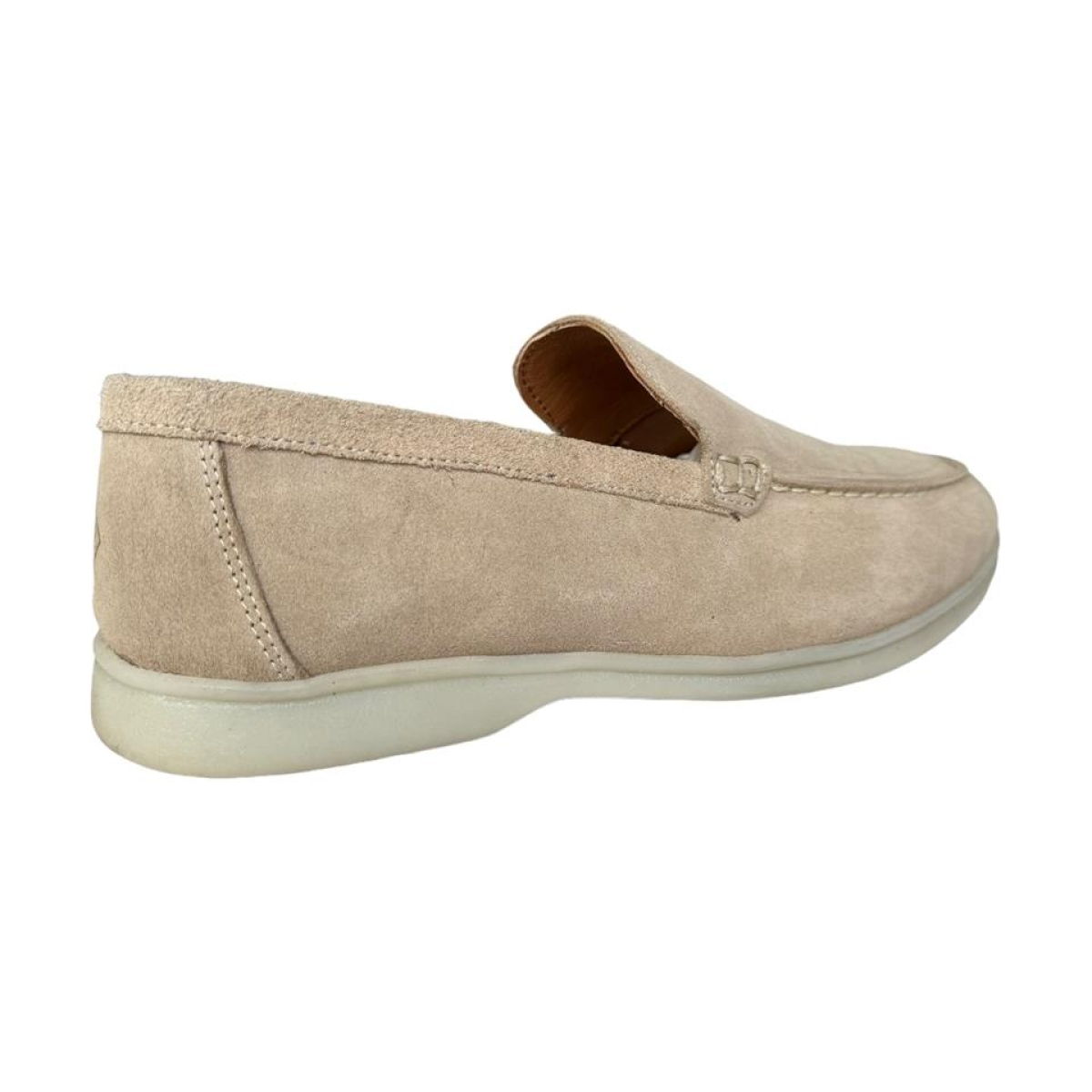 Erkek Hakiki Deri Nubuk Leofar Ayakkabı BEJ - Görsel 8