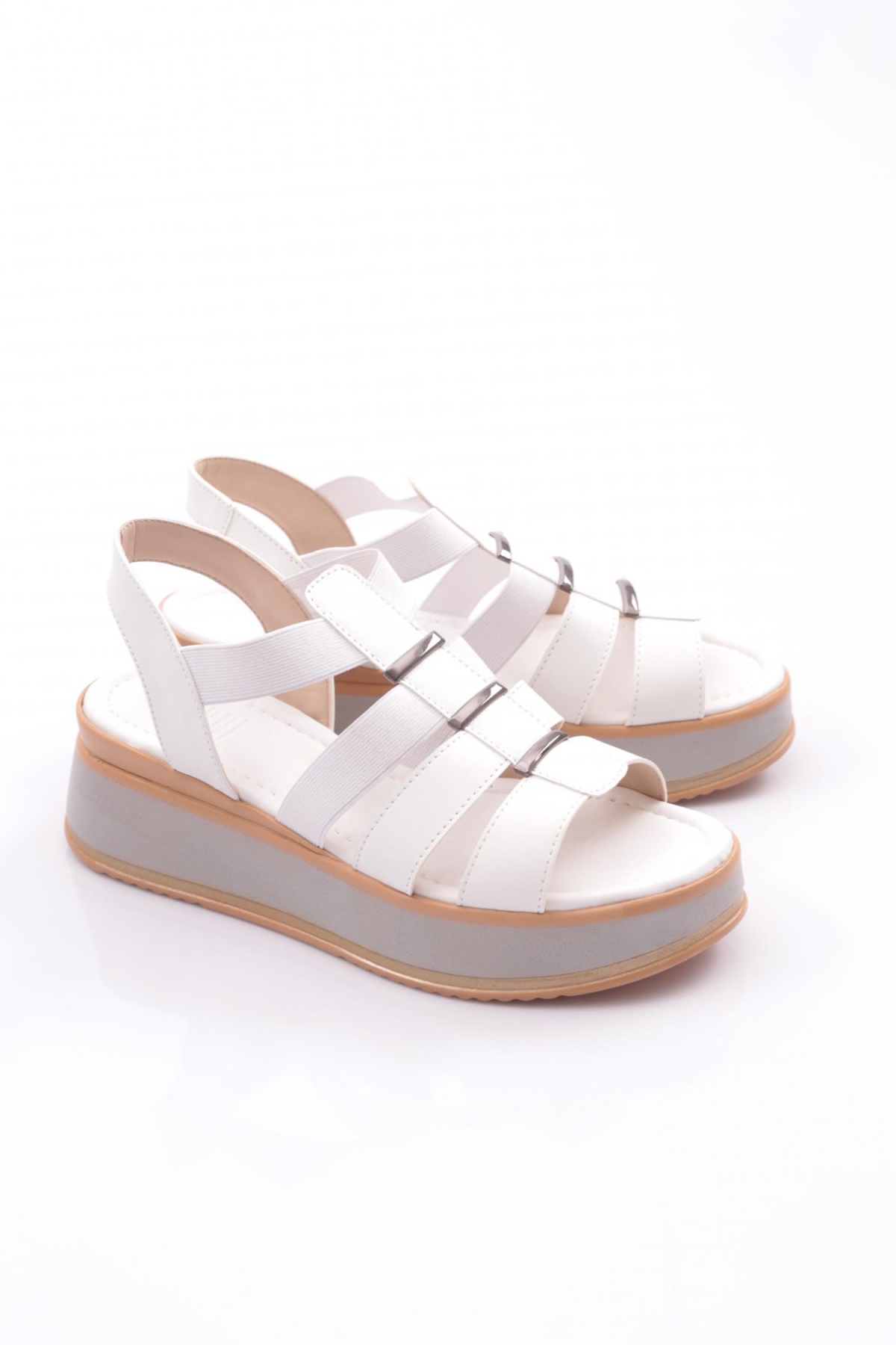 229 Kadin Şeritli Sandalet - Görsel 3