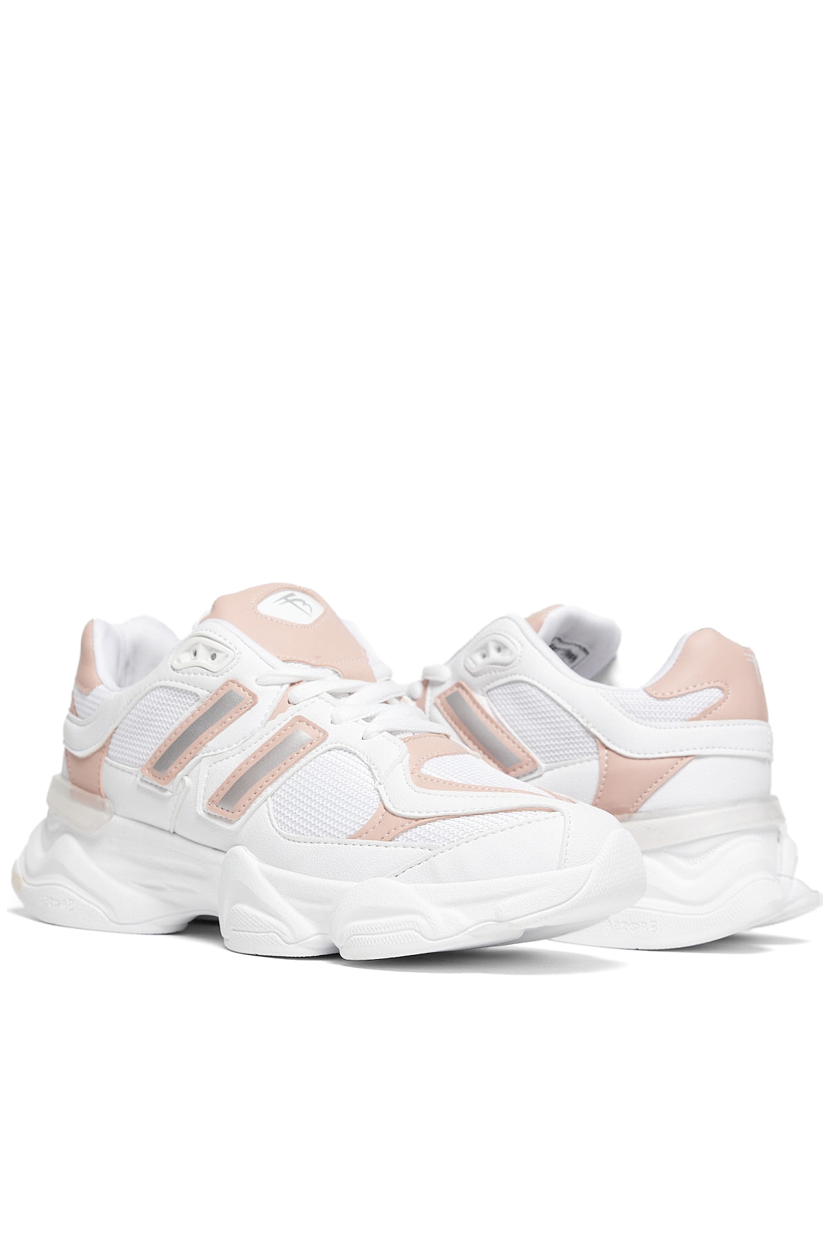 Unisex Beyaz Pudra Rahat Kalıp Senaker Ayakkabı - Görsel 3