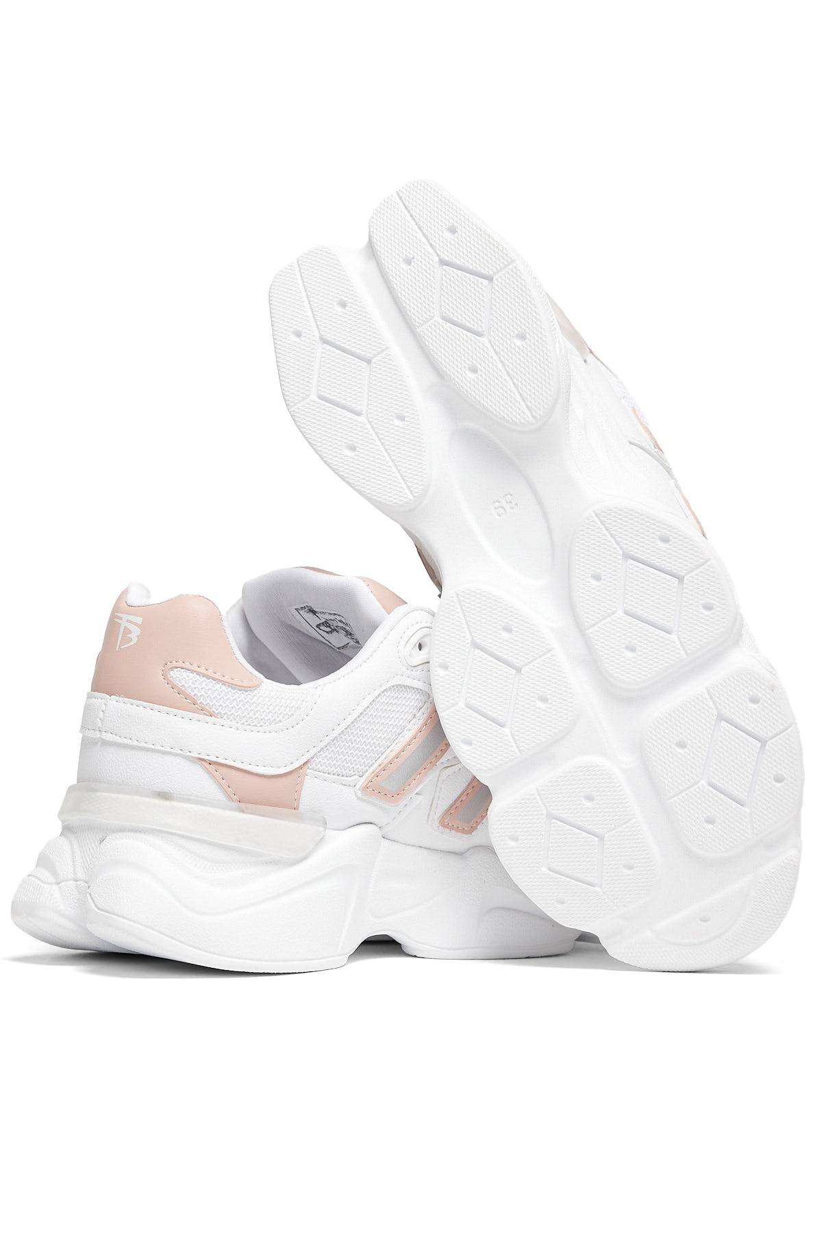 Unisex Beyaz Pudra Rahat Kalıp Senaker Ayakkabı - Görsel 5