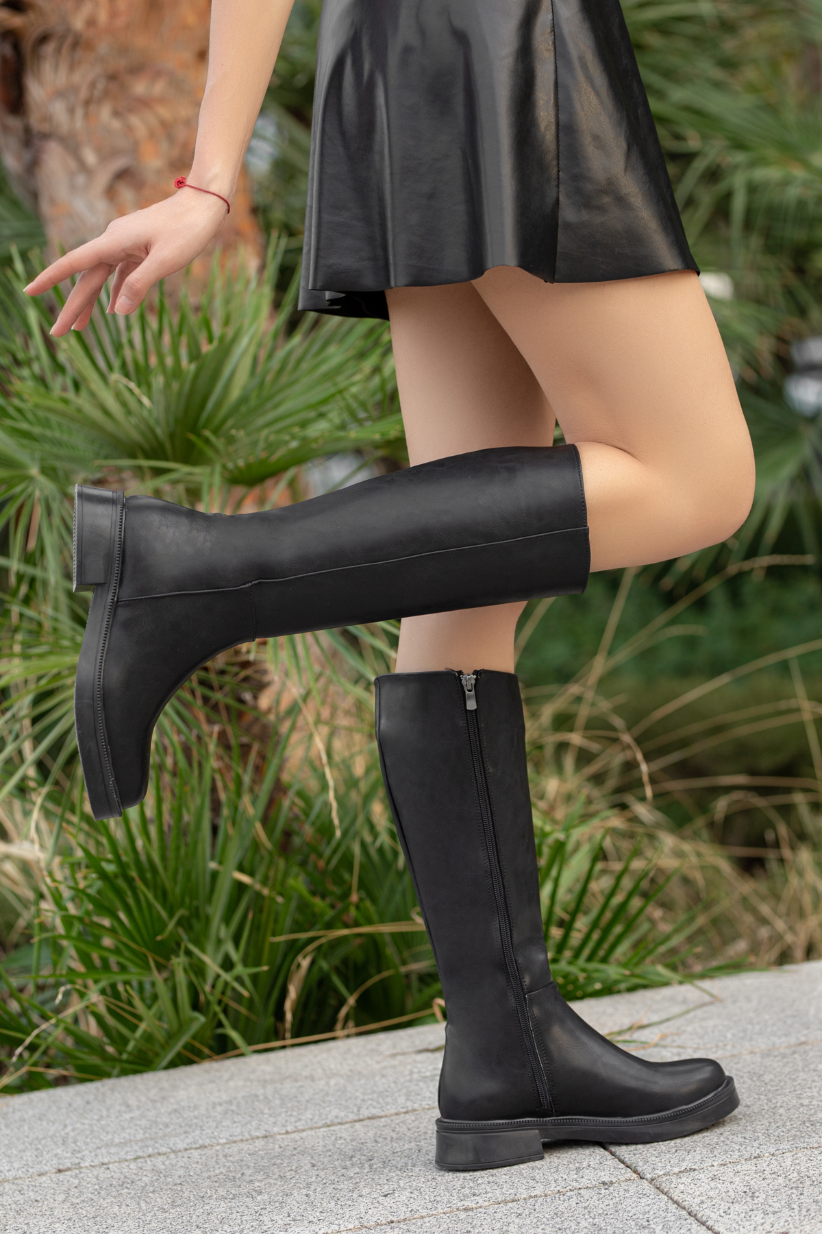 Daxtors Daxtors Siyah Garantili Linda Kadın Günlük Ortopedik Dizaltı Fermuarlı Çizme Bot | Flo Siyah - 5. görsel