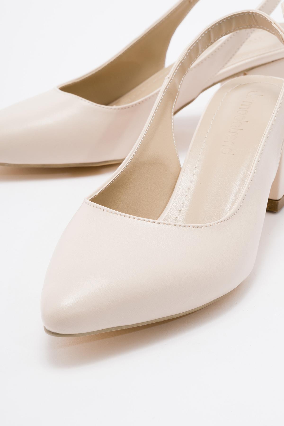 Arkası Açık Topuklu Ayakkabı TEN CİLT - Görsel 4