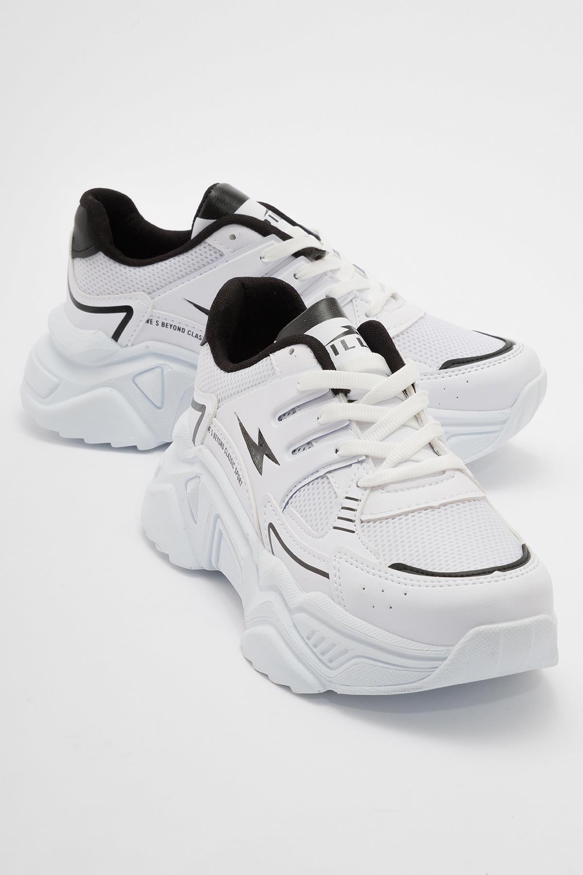 Kadın Anorak Spor Ayakkabı BEYAZ SİYAH - Görsel 2