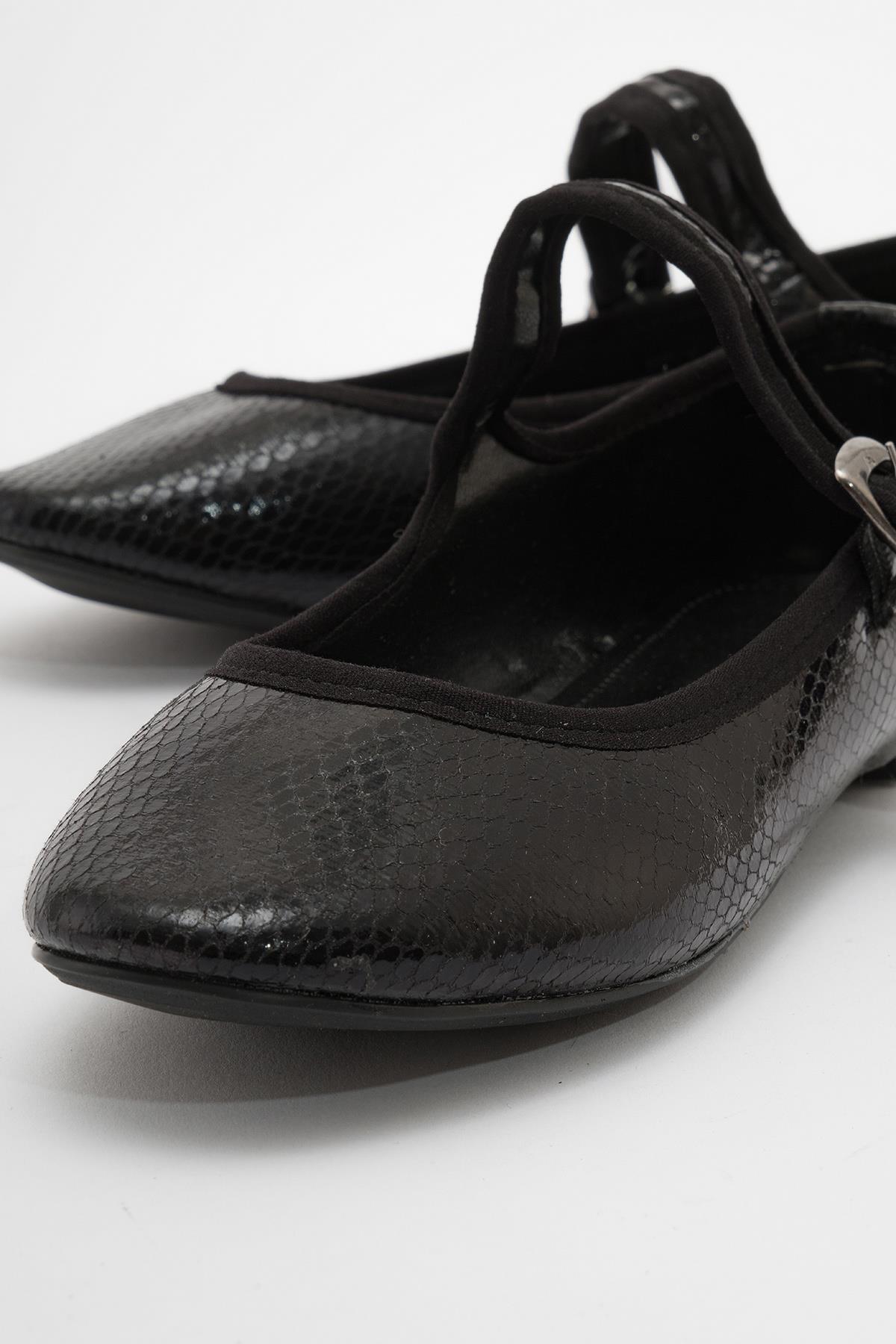 Kadın Tek Tokalı Babet SİYAH YILAN - Görsel 4