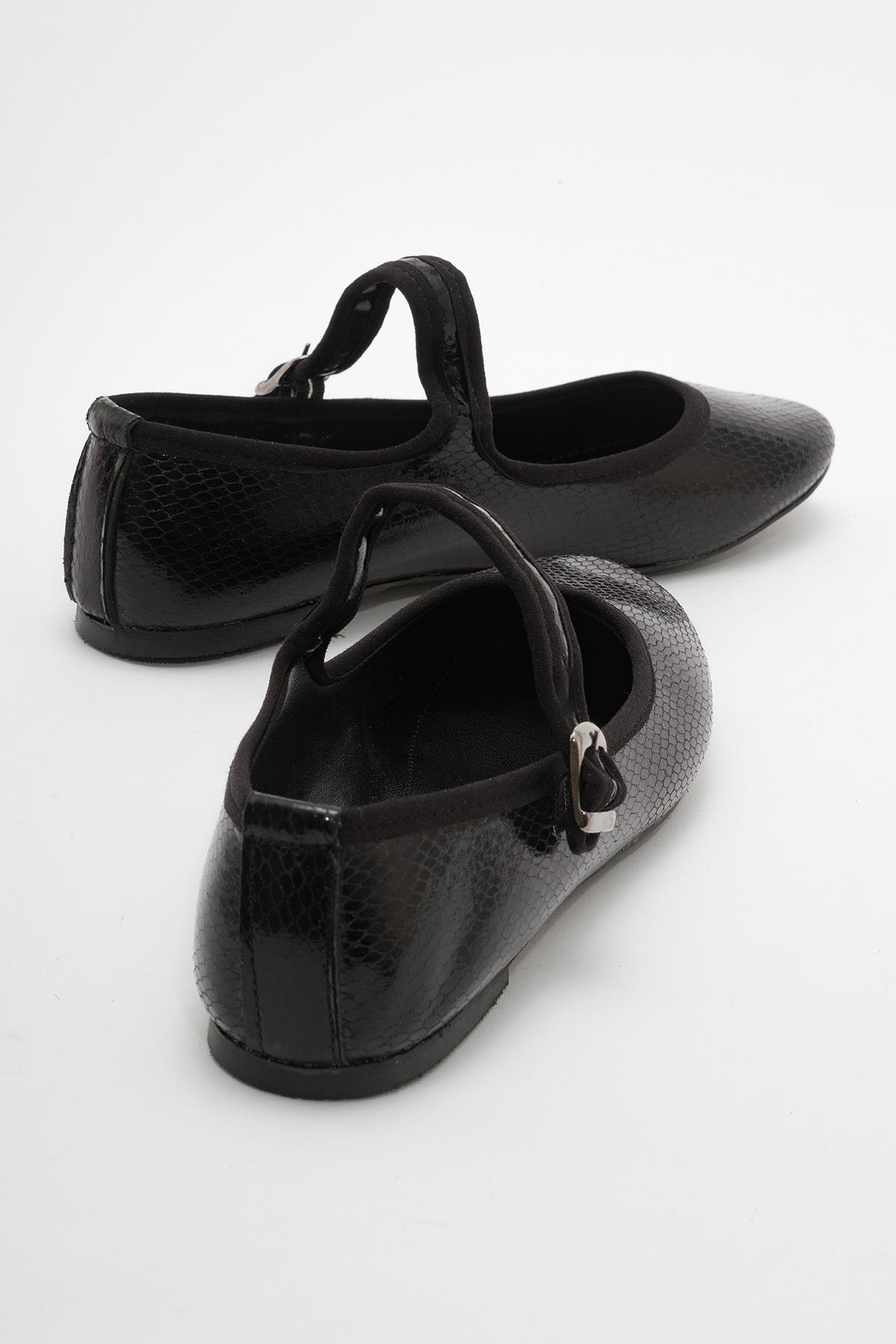 Kadın Tek Tokalı Babet SİYAH YILAN - Görsel 5