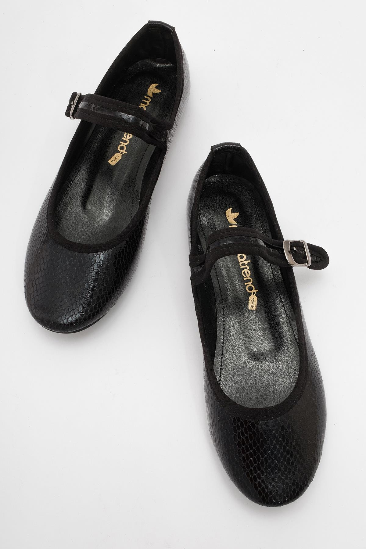 Kadın Tek Tokalı Babet SİYAH YILAN - Görsel 6