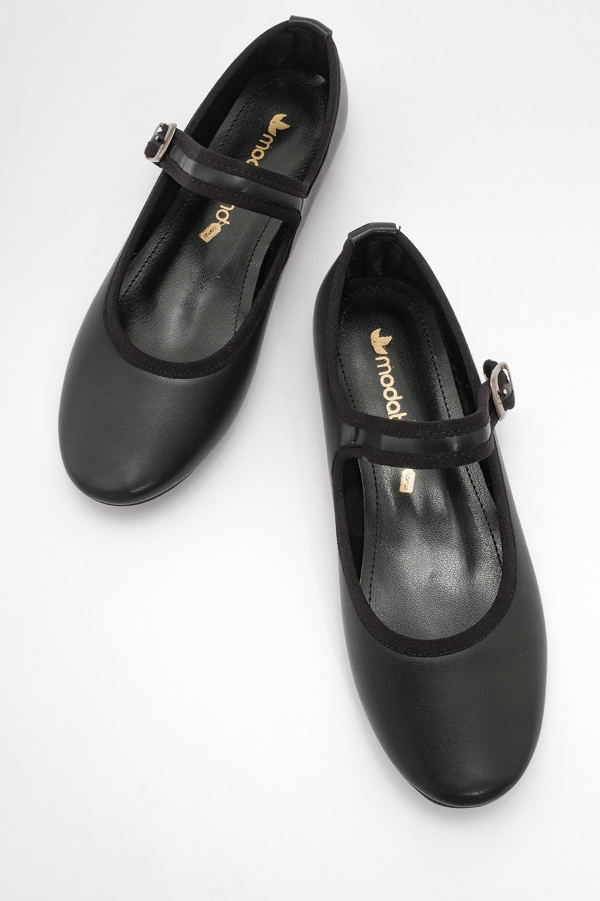 Kadın Tek Tokalı Babet SİYAH CİLT - Görsel 4