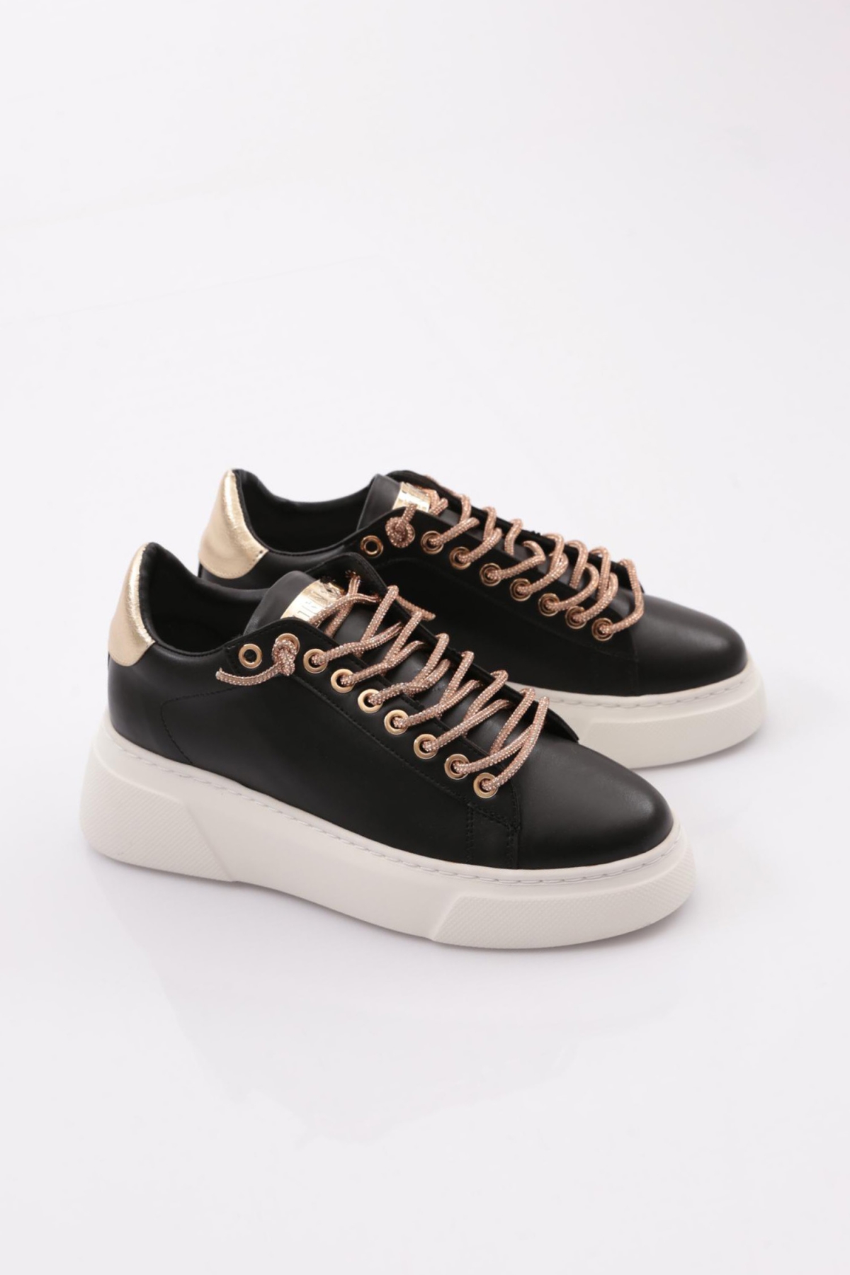 Es854 Kadin Kalin Taban Silver Taş Bağcikli Sneakers Ayakkabi - Görsel 3