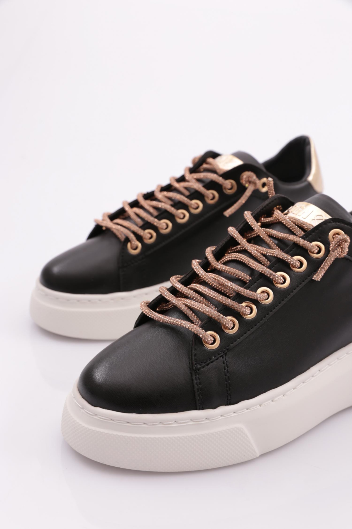 Es854 Kadin Kalin Taban Silver Taş Bağcikli Sneakers Ayakkabi - Görsel 5