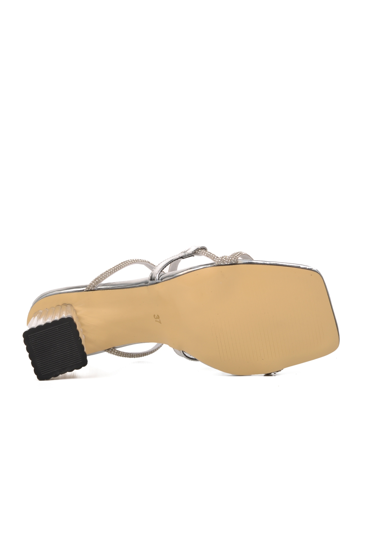 PC-53042 Gümüş Ayna Kadın Topuklu Terlik - Görsel 6