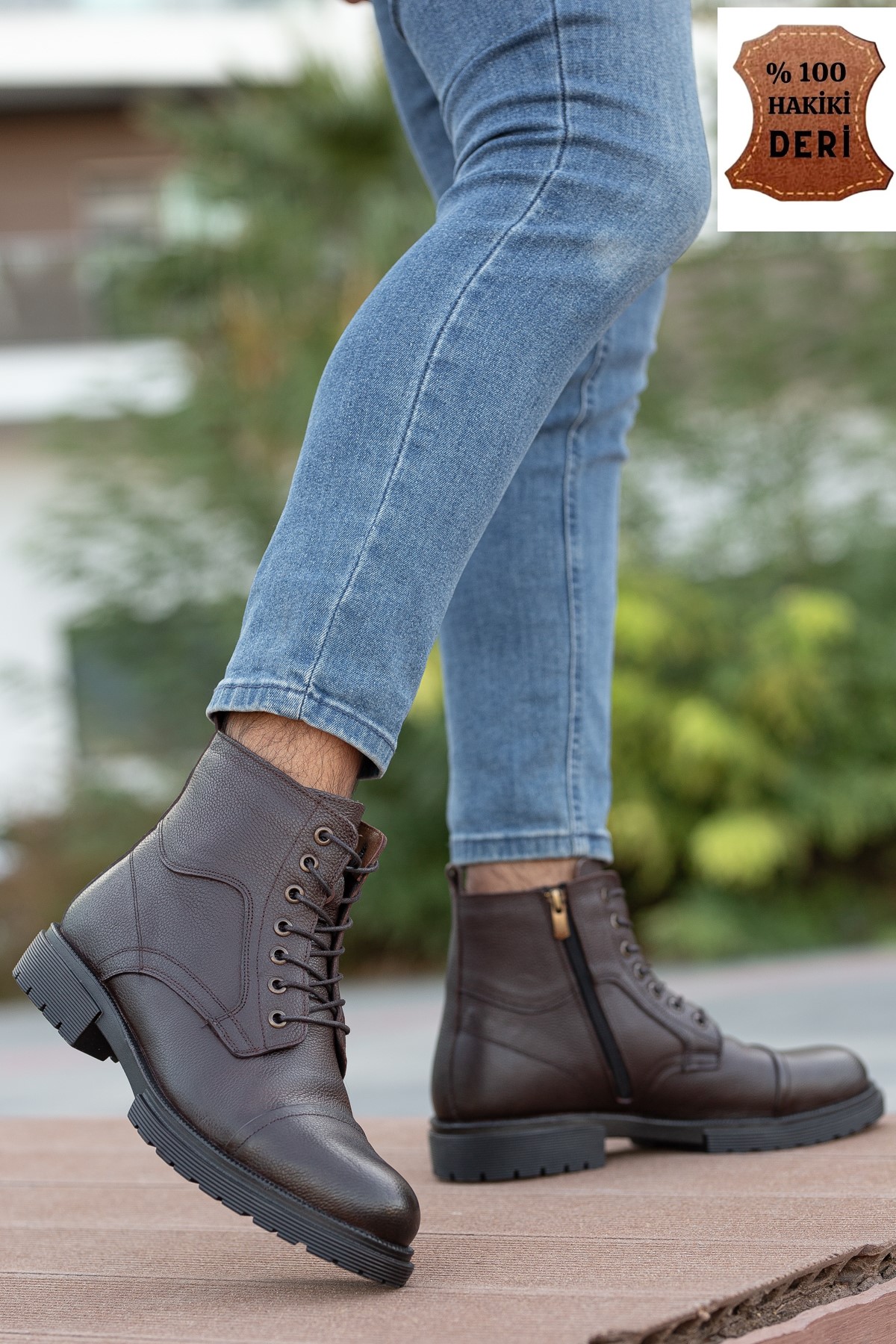 Garantili D4002 Hakiki Deri Soğuk Geçiremez Kışlık Erkek Bot - Görsel 3