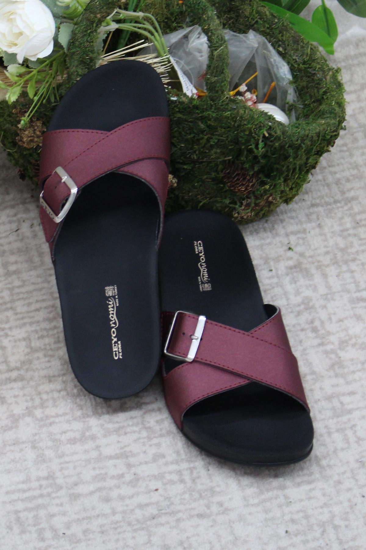 Flora-11 Bordo Rahat Ortapedik Kadın Terlik - Görsel 6