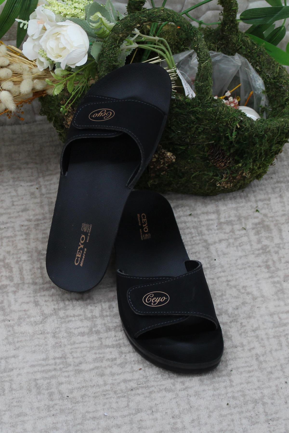 Minerva Cırtlı Siyah Rahat Ortapedik Kadın Terlik - Görsel 7