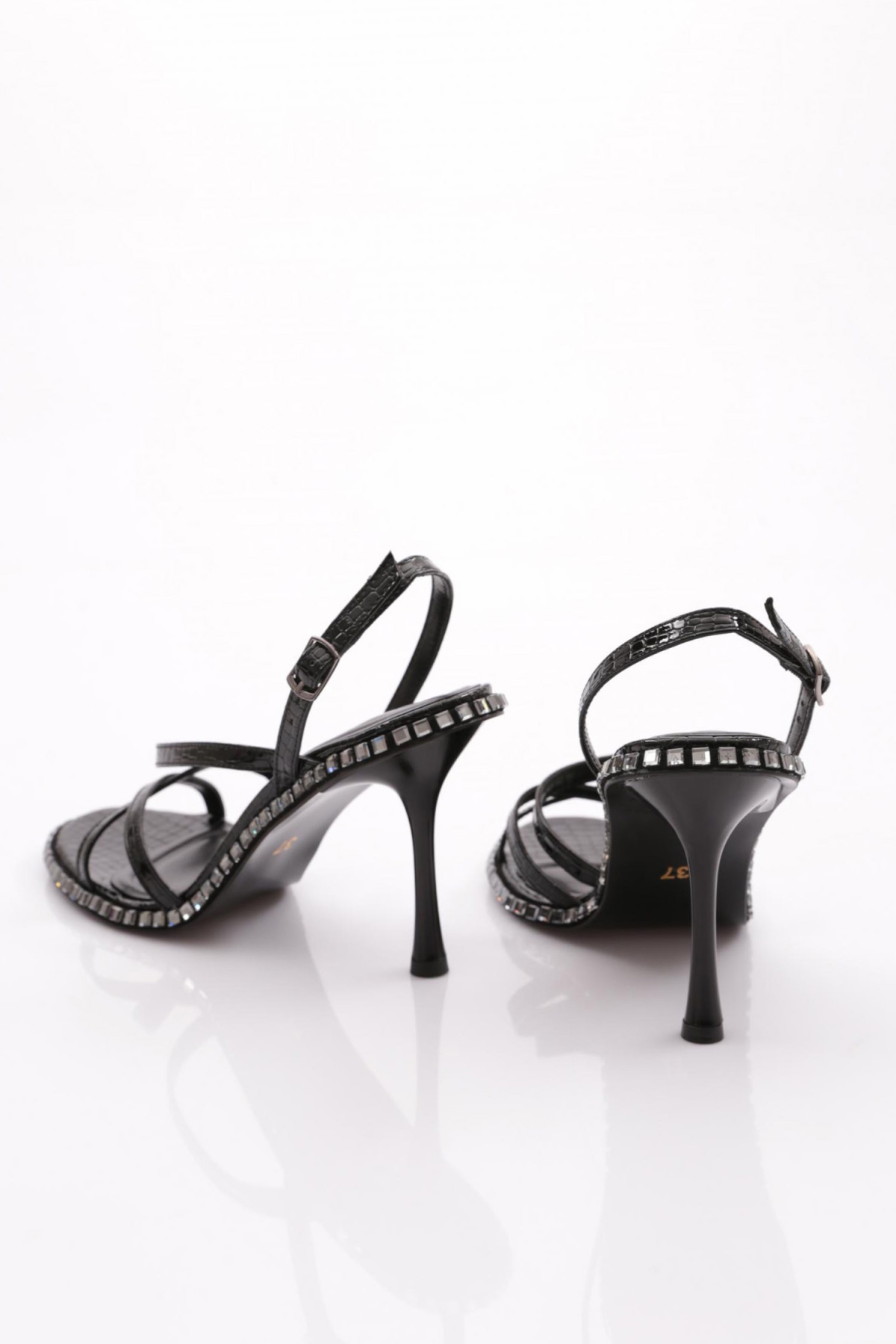 2432 Kadin Arkadan Bağlamali Topuklu Abiye Ayakkabi - Görsel 4