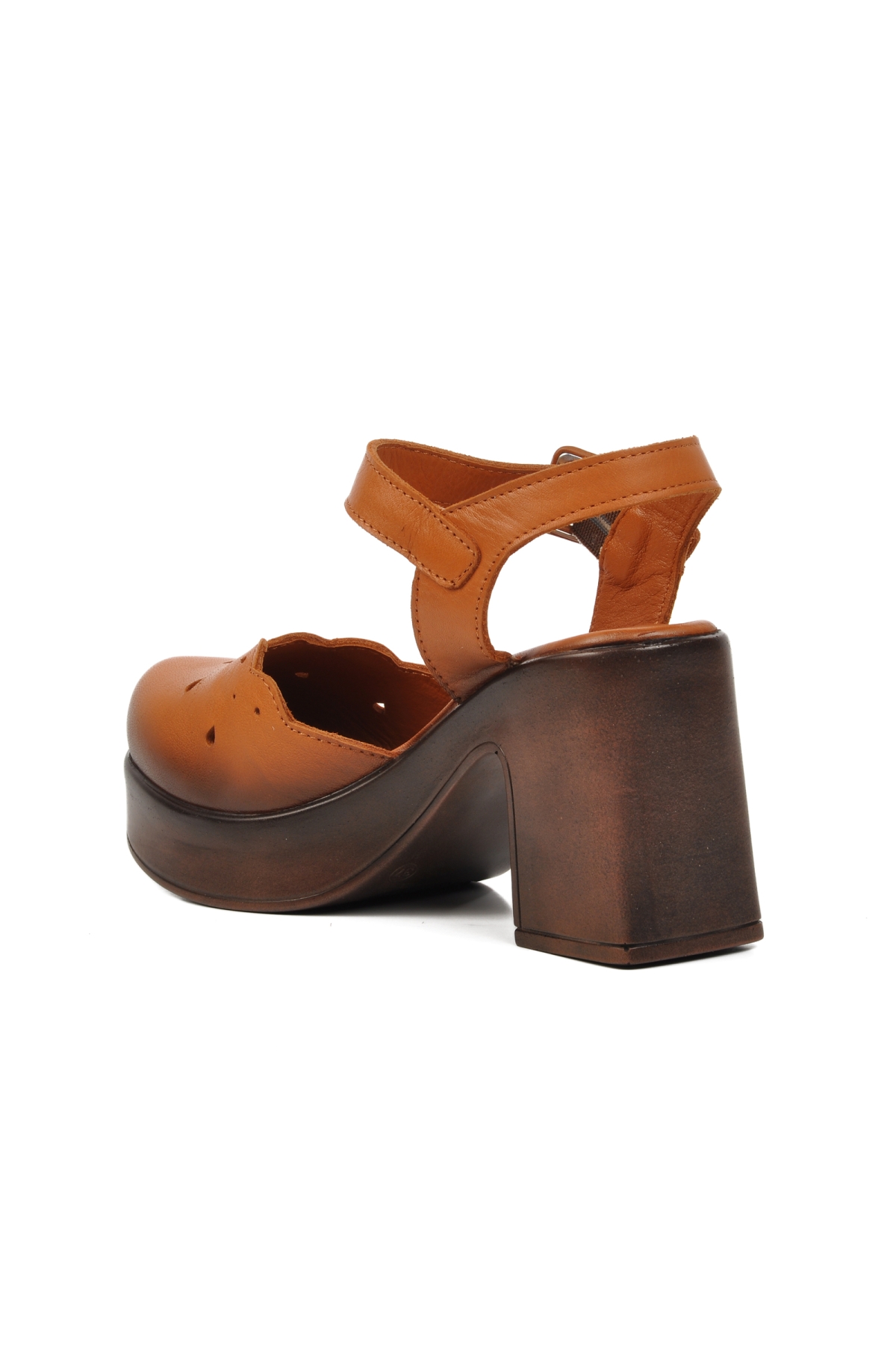 2217001Y Taba Hakiki Deri Kadın Topuklu Ayakkabı - Görsel 5