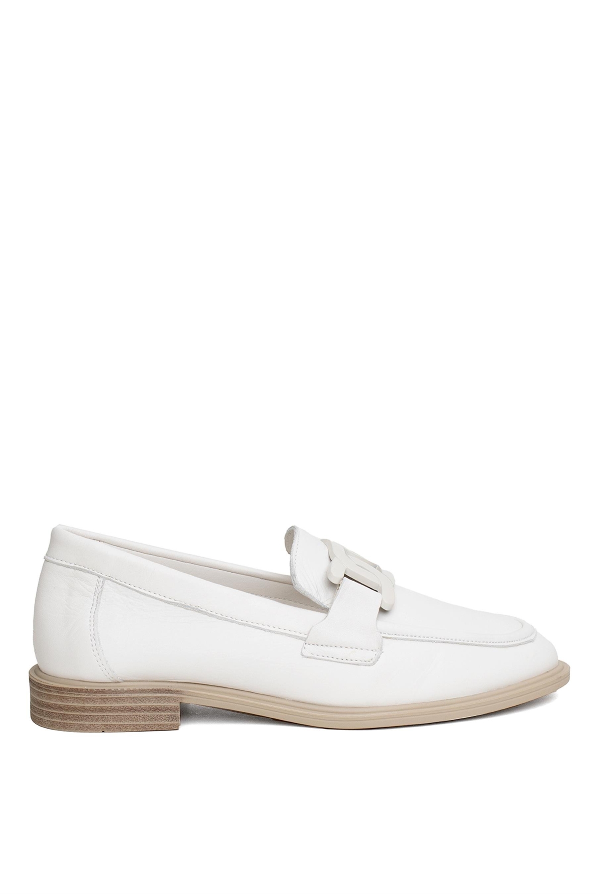 D24YA-3235 Kadın Deri Casual Ayakkabı Kemik - Görsel 2