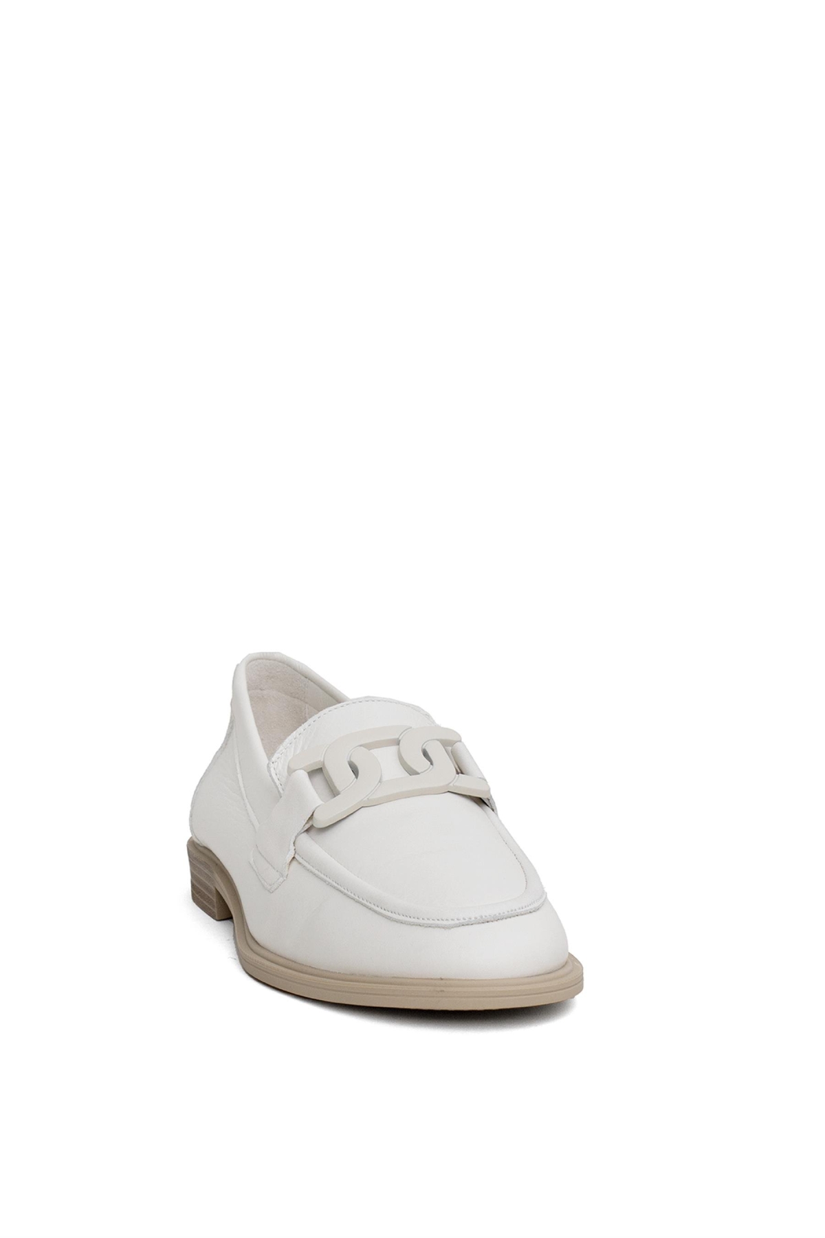 D24YA-3235 Kadın Deri Casual Ayakkabı Kemik - Görsel 3