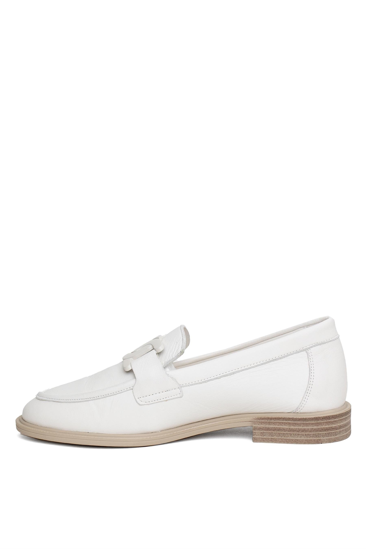 D24YA-3235 Kadın Deri Casual Ayakkabı Kemik - Görsel 4