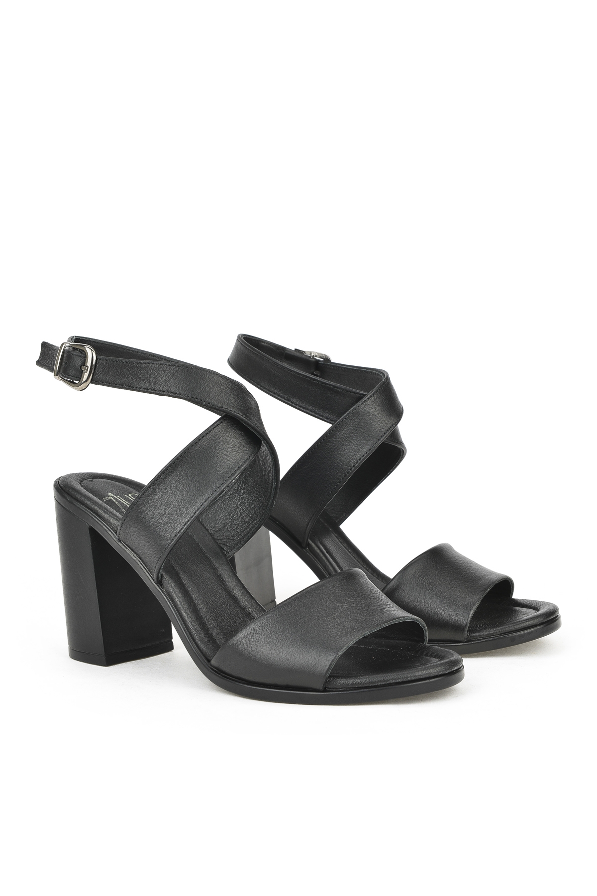 Kadın Hakiki Deri Topuklu Sandalet 1411020Z1708 Siyah - Görsel 3