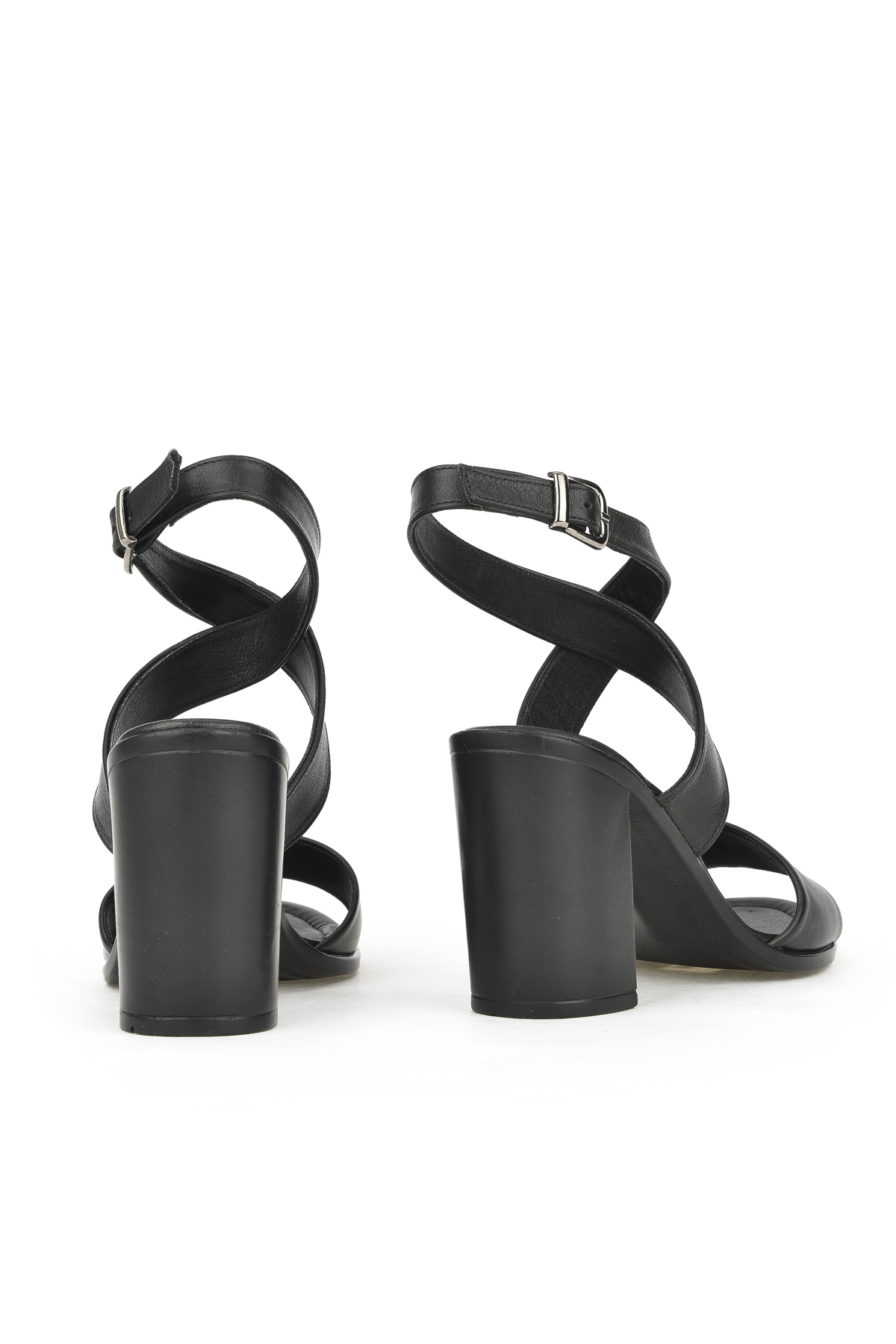 Kadın Hakiki Deri Topuklu Sandalet 1411020Z1708 Siyah - Görsel 4