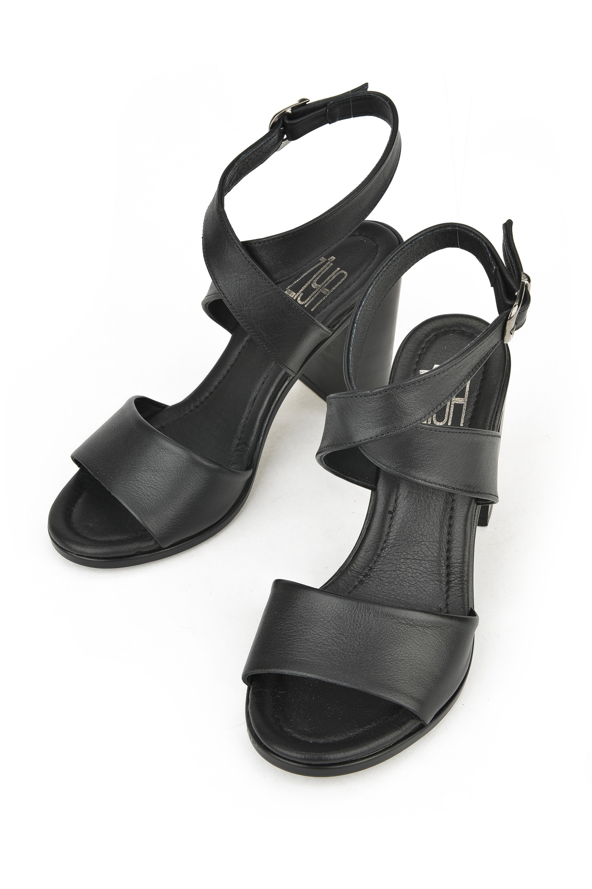 Kadın Hakiki Deri Topuklu Sandalet 1411020Z1708 Siyah - Görsel 5
